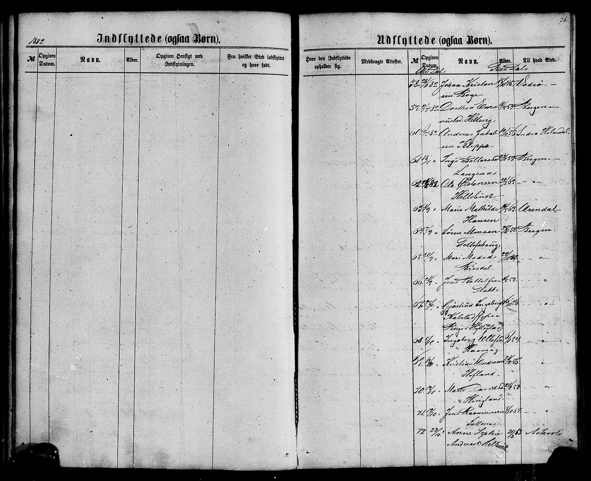 Fjaler sokneprestembete, SAB/A-79801/H/Haa/Haaa/L0010: Parish register (official) no. A 10, 1866-1886, p. 36
