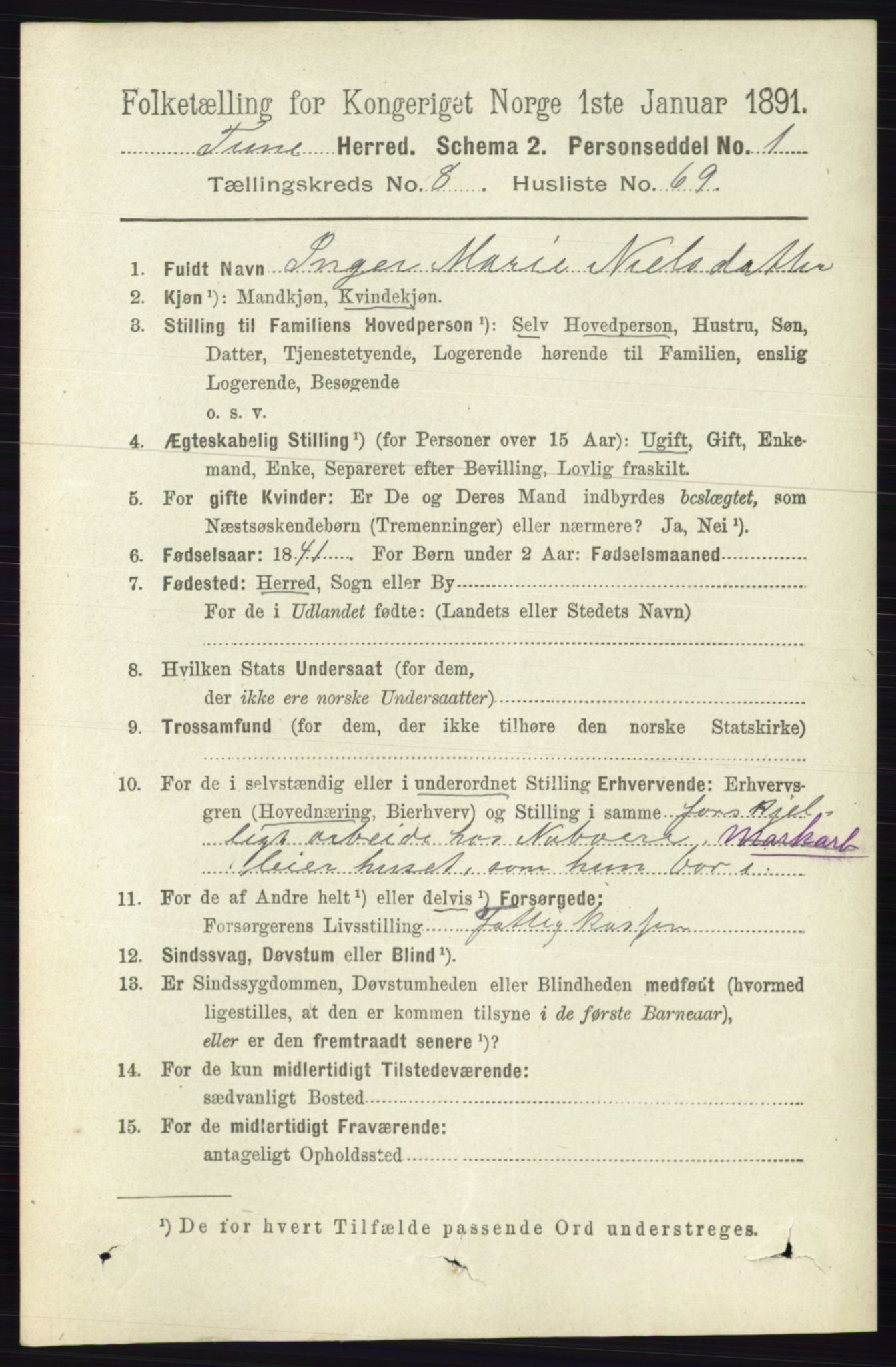 RA, 1891 census for 0130 Tune, 1891, p. 6138