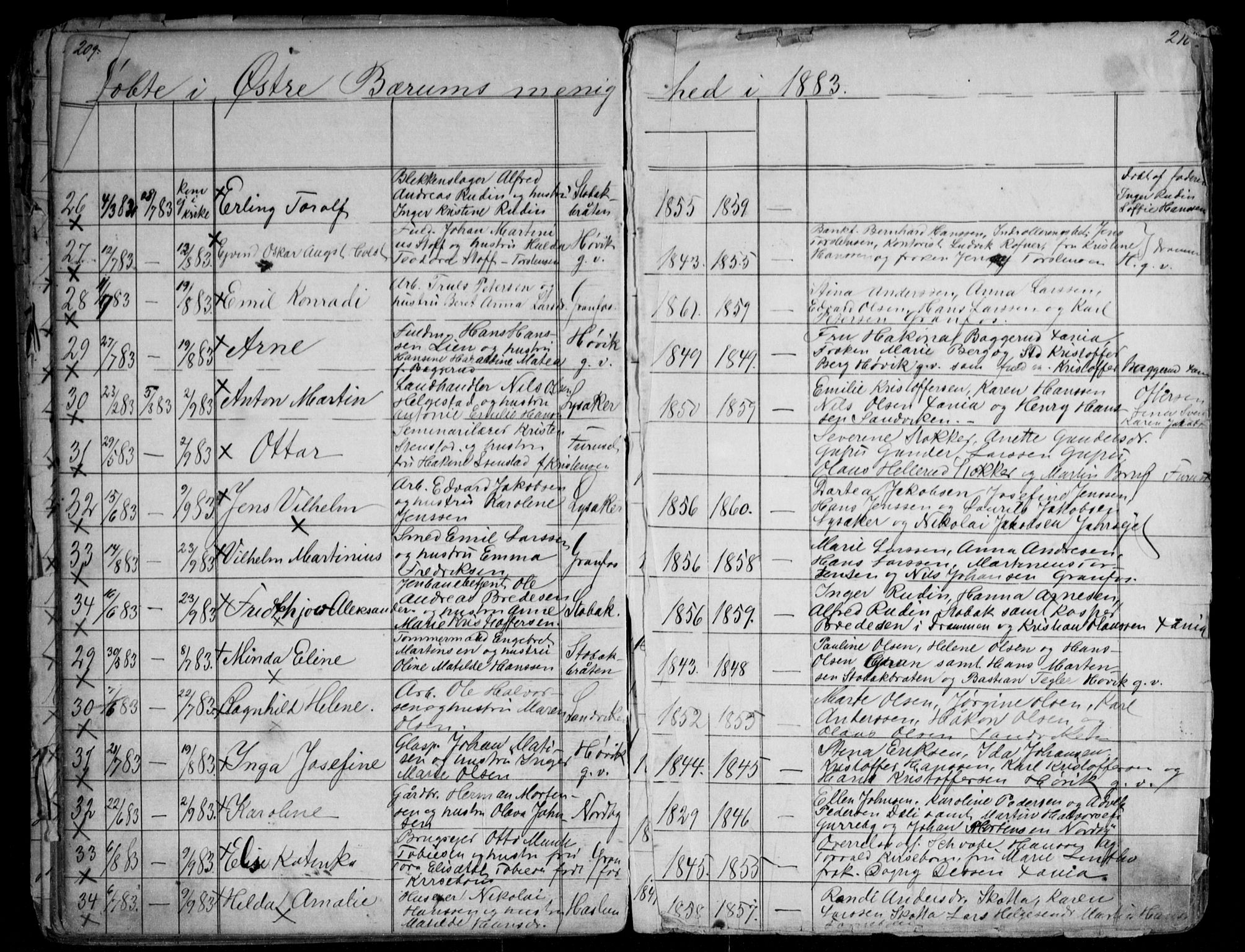 Asker prestekontor Kirkebøker, AV/SAO-A-10256a/G/Gc/L0002: Parish register (copy) no. III 2, 1874-1883, p. 209-210
