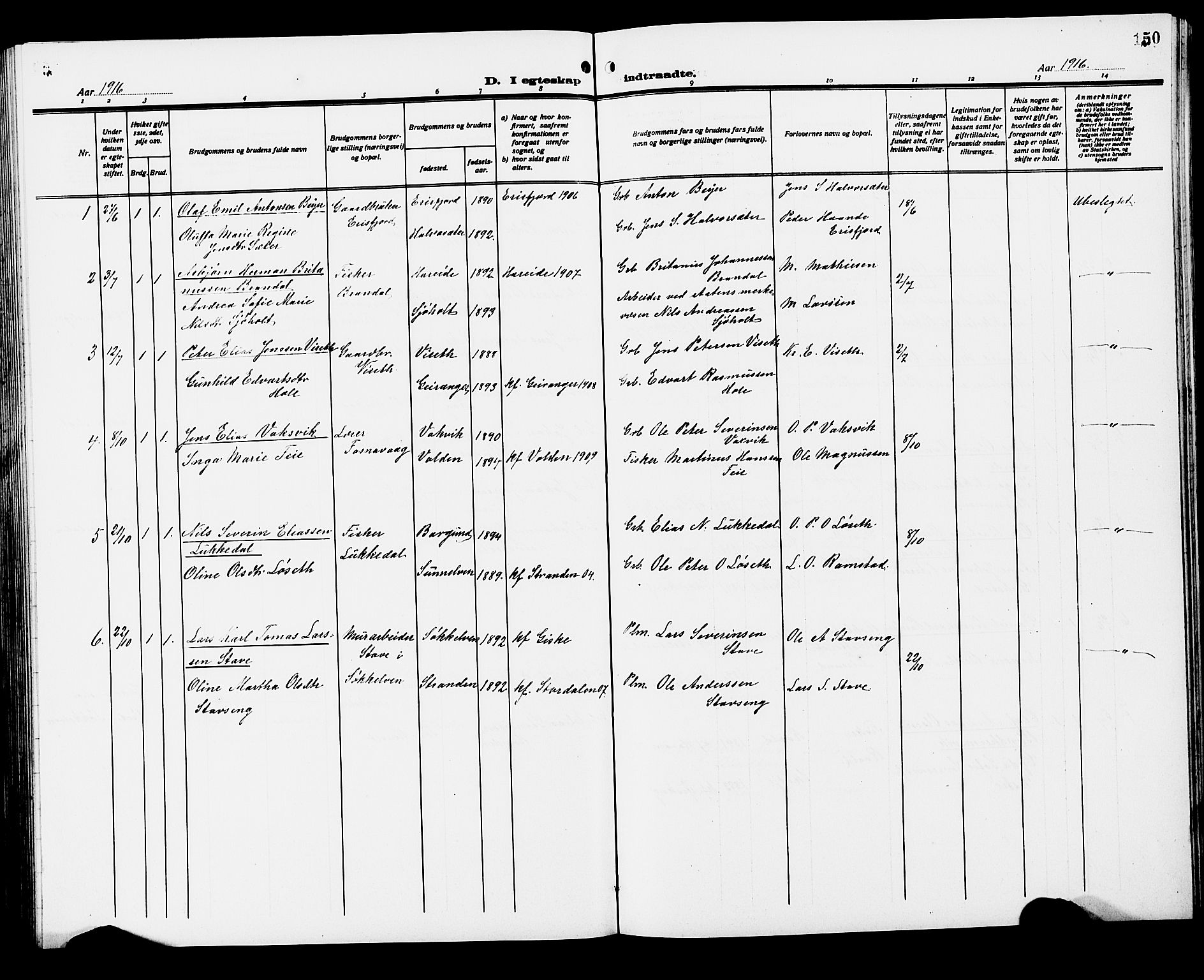 Ministerialprotokoller, klokkerbøker og fødselsregistre - Møre og Romsdal, AV/SAT-A-1454/522/L0328: Parish register (copy) no. 522C07, 1909-1925, p. 150