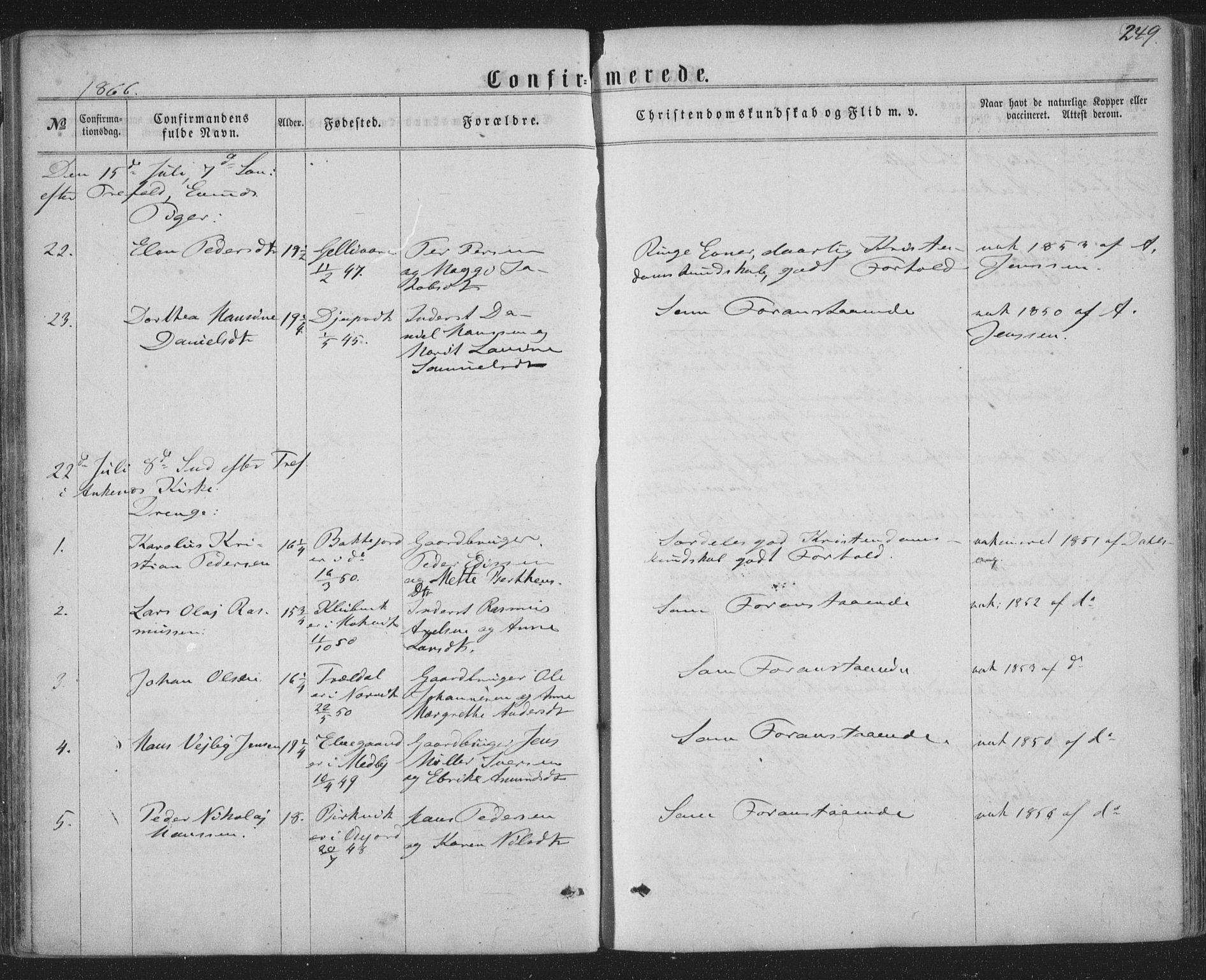 Ministerialprotokoller, klokkerbøker og fødselsregistre - Nordland, AV/SAT-A-1459/863/L0896: Parish register (official) no. 863A08, 1861-1871, p. 249