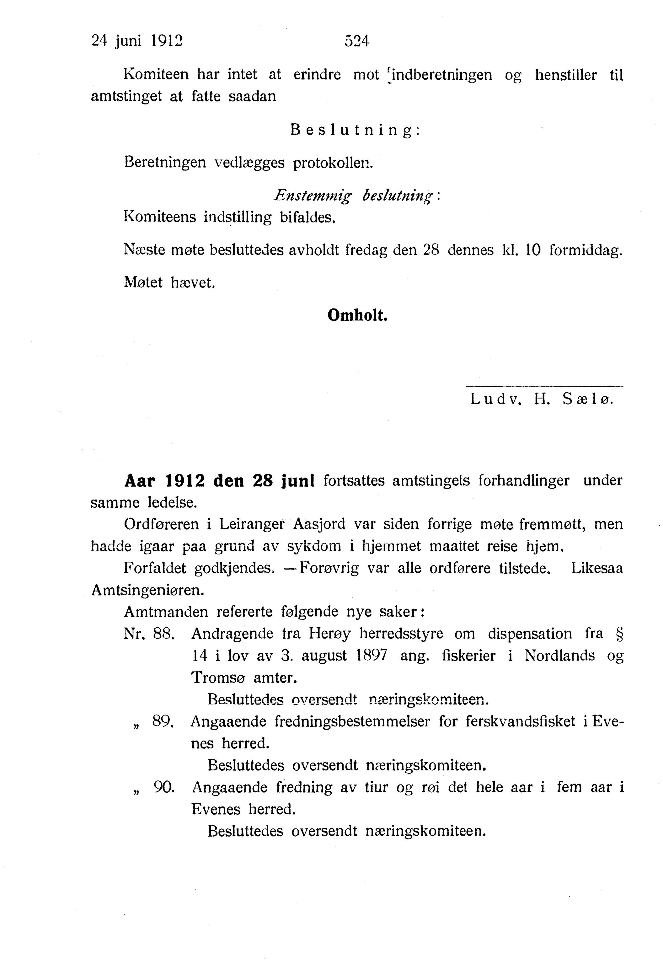 Nordland Fylkeskommune. Fylkestinget, AIN/NFK-17/176/A/Ac/L0035: Fylkestingsforhandlinger 1912, 1912, p. 524