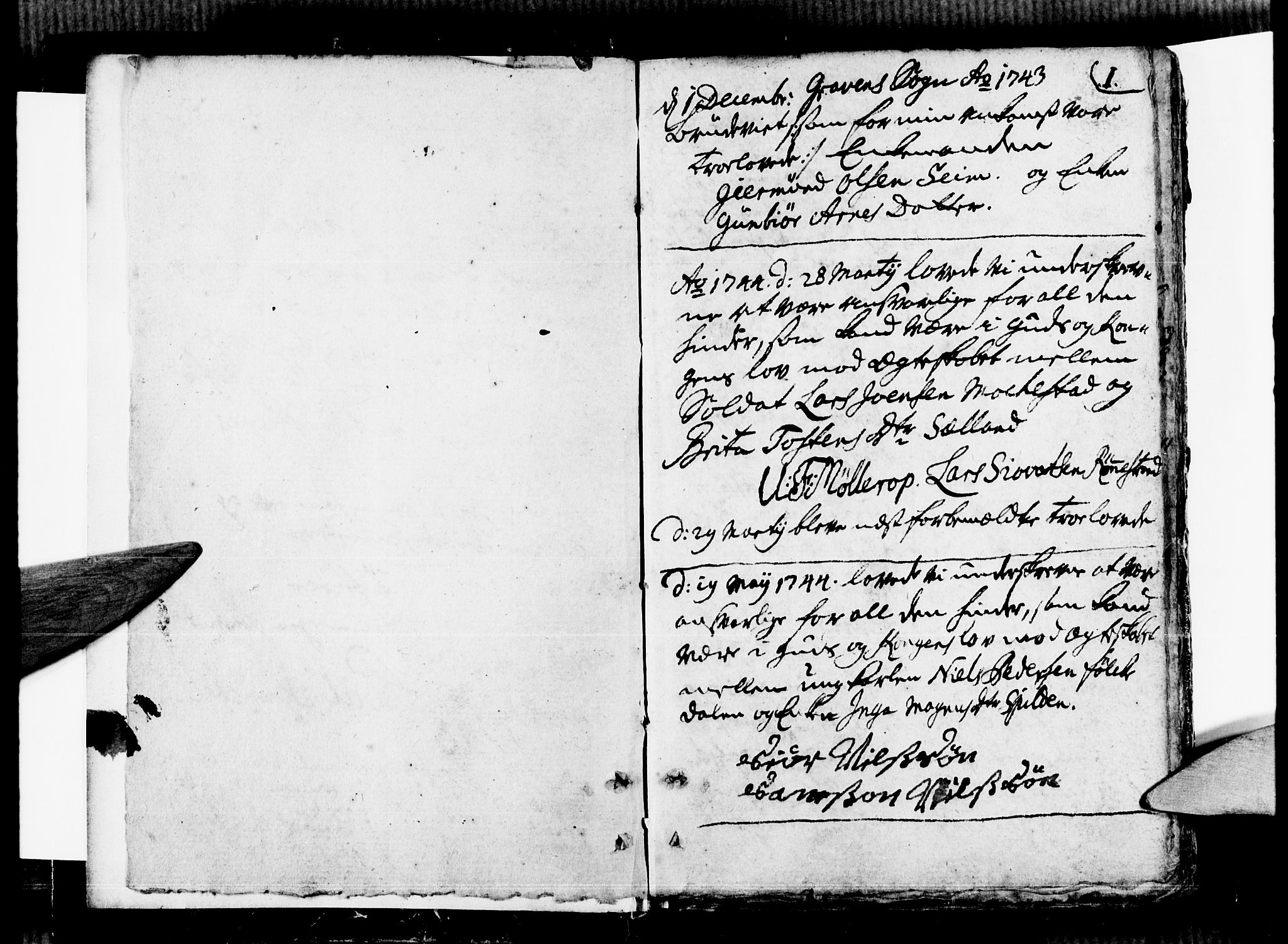 Ulvik sokneprestembete, SAB/A-78801/H/Haa: Parish register (official) no. A 9, 1743-1792, p. 0-1