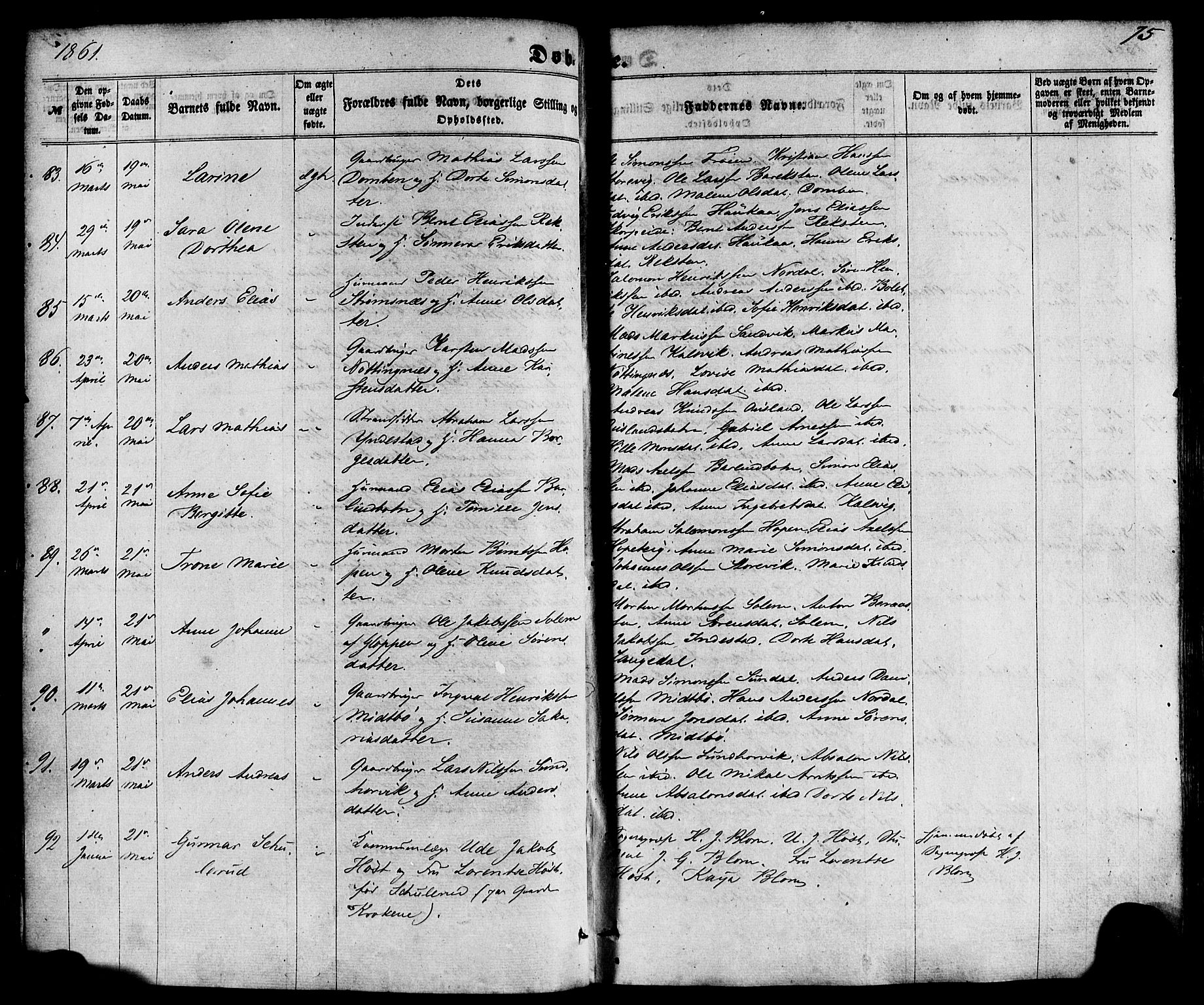Kinn sokneprestembete, SAB/A-80801/H/Haa/Haaa/L0006: Parish register (official) no. A 6, 1857-1885, p. 75