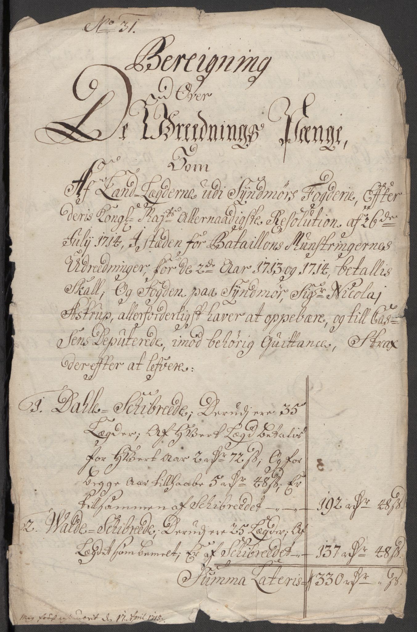 Rentekammeret inntil 1814, Reviderte regnskaper, Fogderegnskap, RA/EA-4092/R54/L3566: Fogderegnskap Sunnmøre, 1714, p. 106