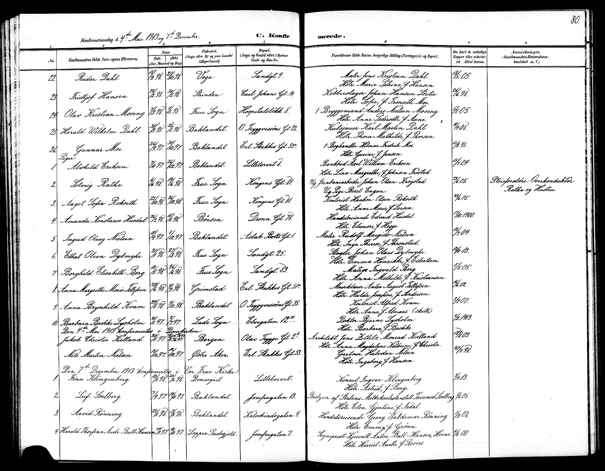 Ministerialprotokoller, klokkerbøker og fødselsregistre - Sør-Trøndelag, SAT/A-1456/602/L0146: Parish register (copy) no. 602C14, 1904-1914, p. 80