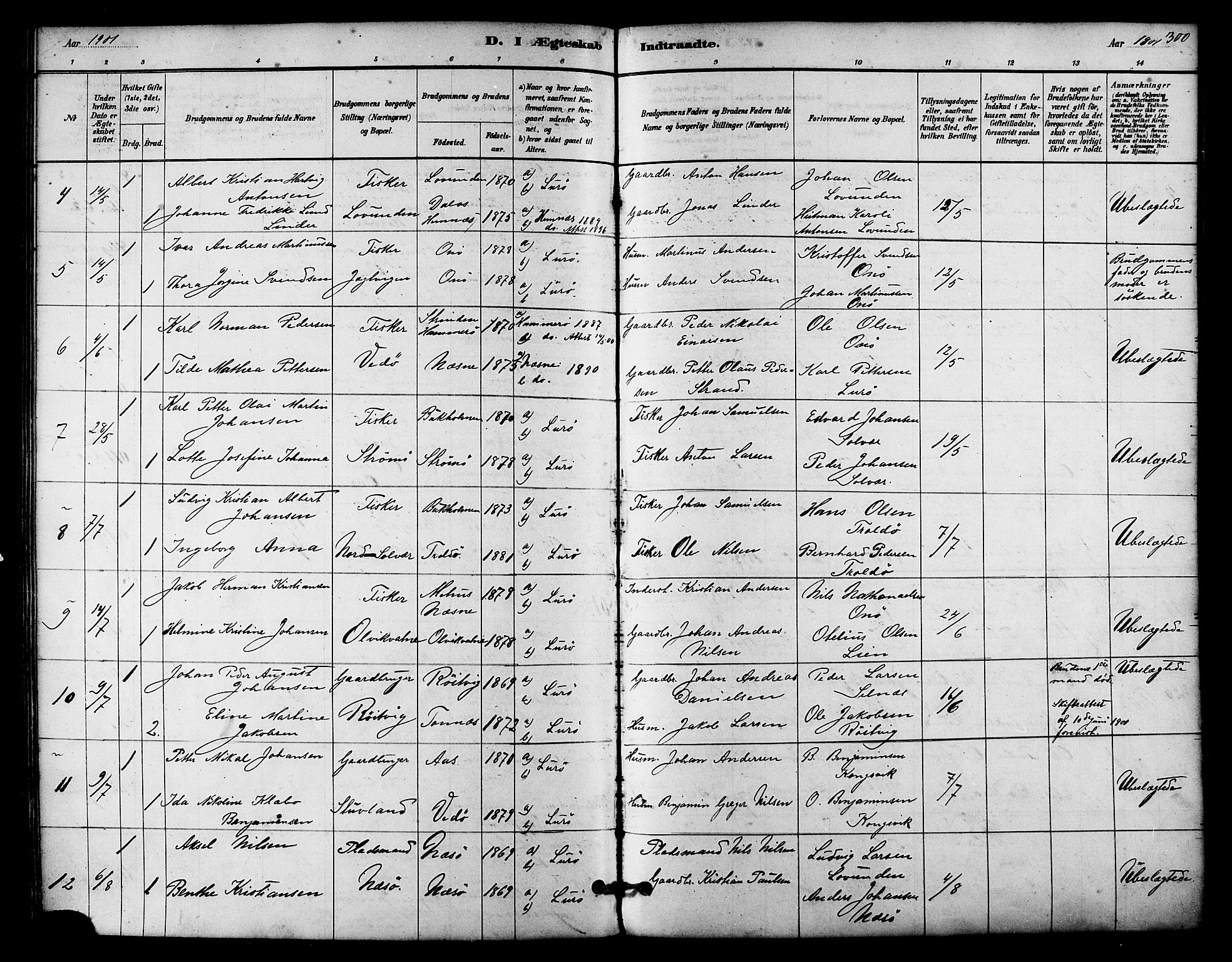 Ministerialprotokoller, klokkerbøker og fødselsregistre - Nordland, SAT/A-1459/839/L0568: Parish register (official) no. 839A05, 1880-1902, p. 300