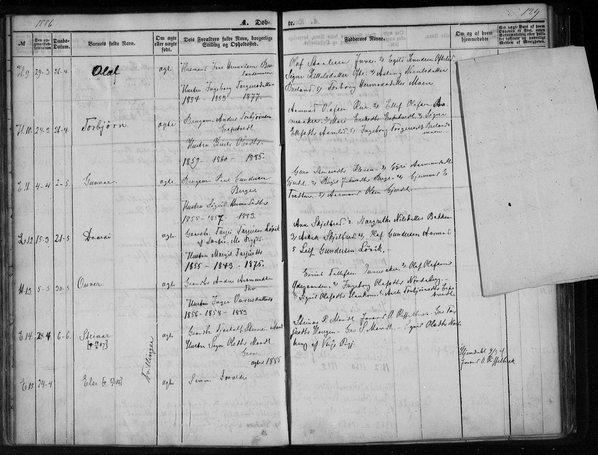 Lårdal kirkebøker, SAKO/A-284/F/Fa/L0006: Parish register (official) no. I 6, 1861-1886, p. 129