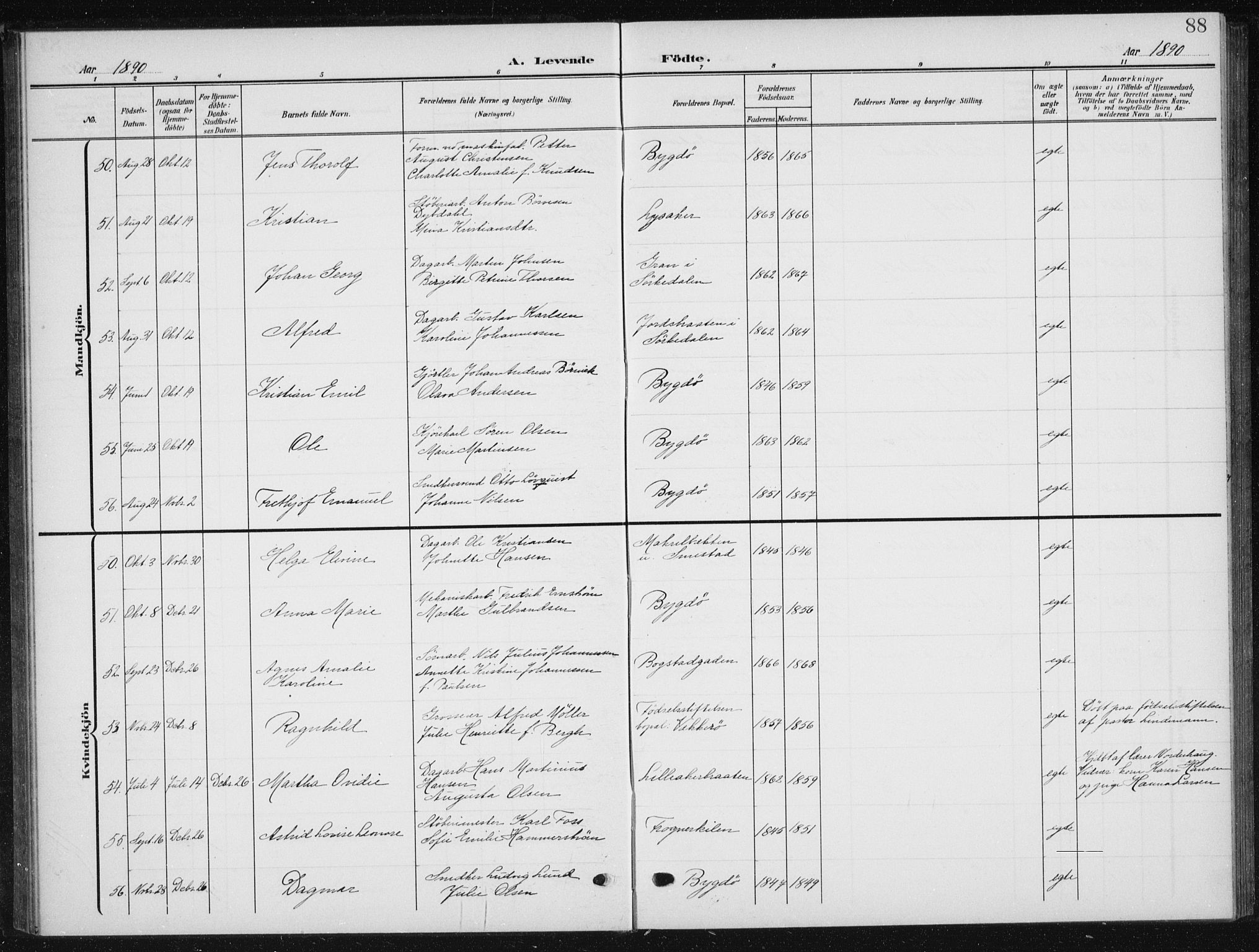 Vestre Aker prestekontor Kirkebøker, AV/SAO-A-10025/F/Fb/L0001: Parish register (official) no. II 1, 1880-1906, p. 88