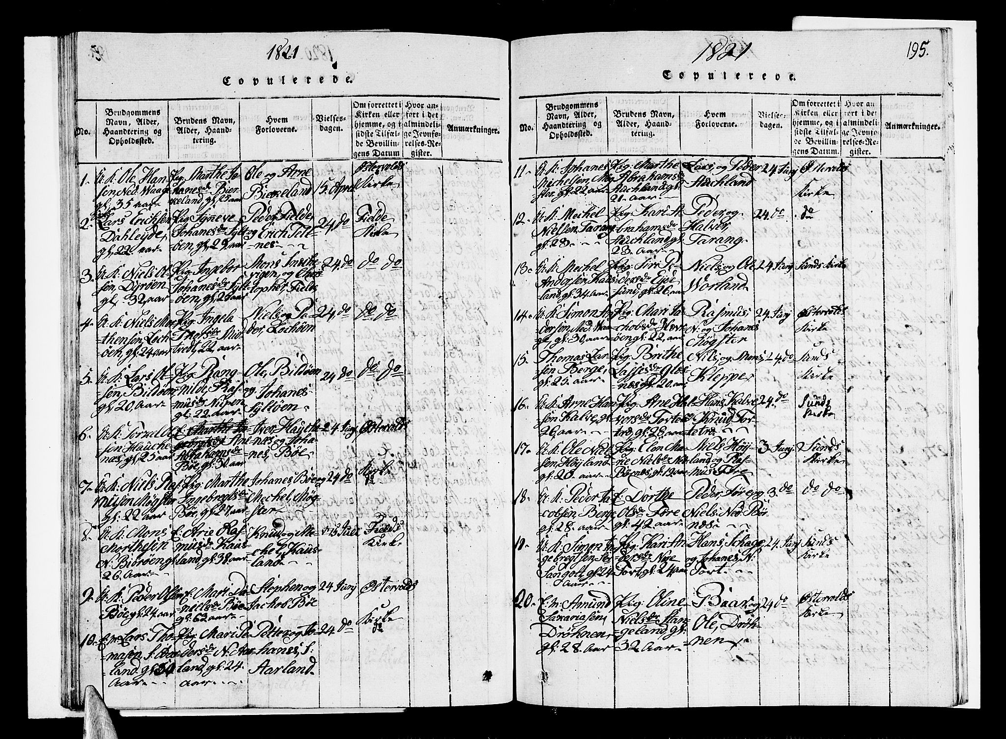 Sund sokneprestembete, SAB/A-99930: Parish register (copy) no. A 1, 1816-1827, p. 195