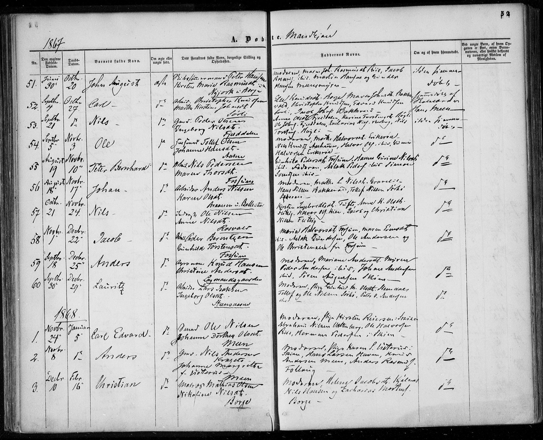 Gjerpen kirkebøker, AV/SAKO-A-265/F/Fa/L0008a: Parish register (official) no. I 8A, 1857-1871, p. 52