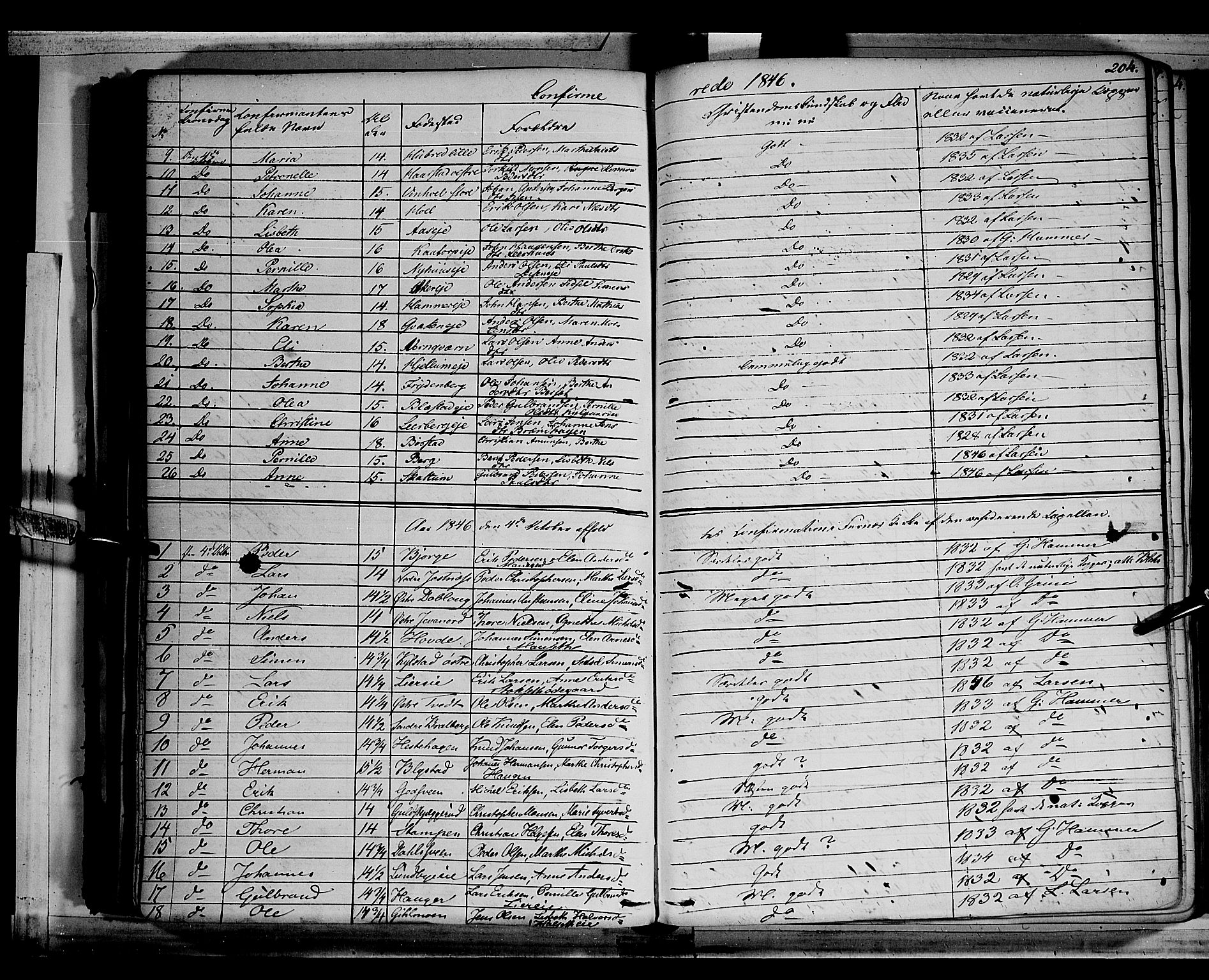 Vang prestekontor, Hedmark, SAH/PREST-008/H/Ha/Haa/L0010: Parish register (official) no. 10, 1841-1855, p. 204