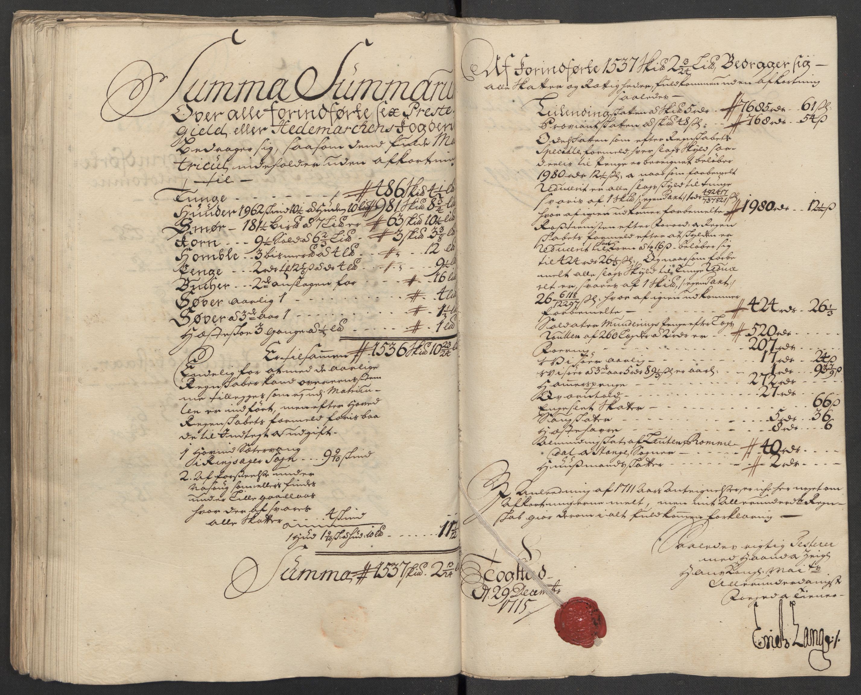 Rentekammeret inntil 1814, Reviderte regnskaper, Fogderegnskap, AV/RA-EA-4092/R16/L1053: Fogderegnskap Hedmark, 1715, p. 150