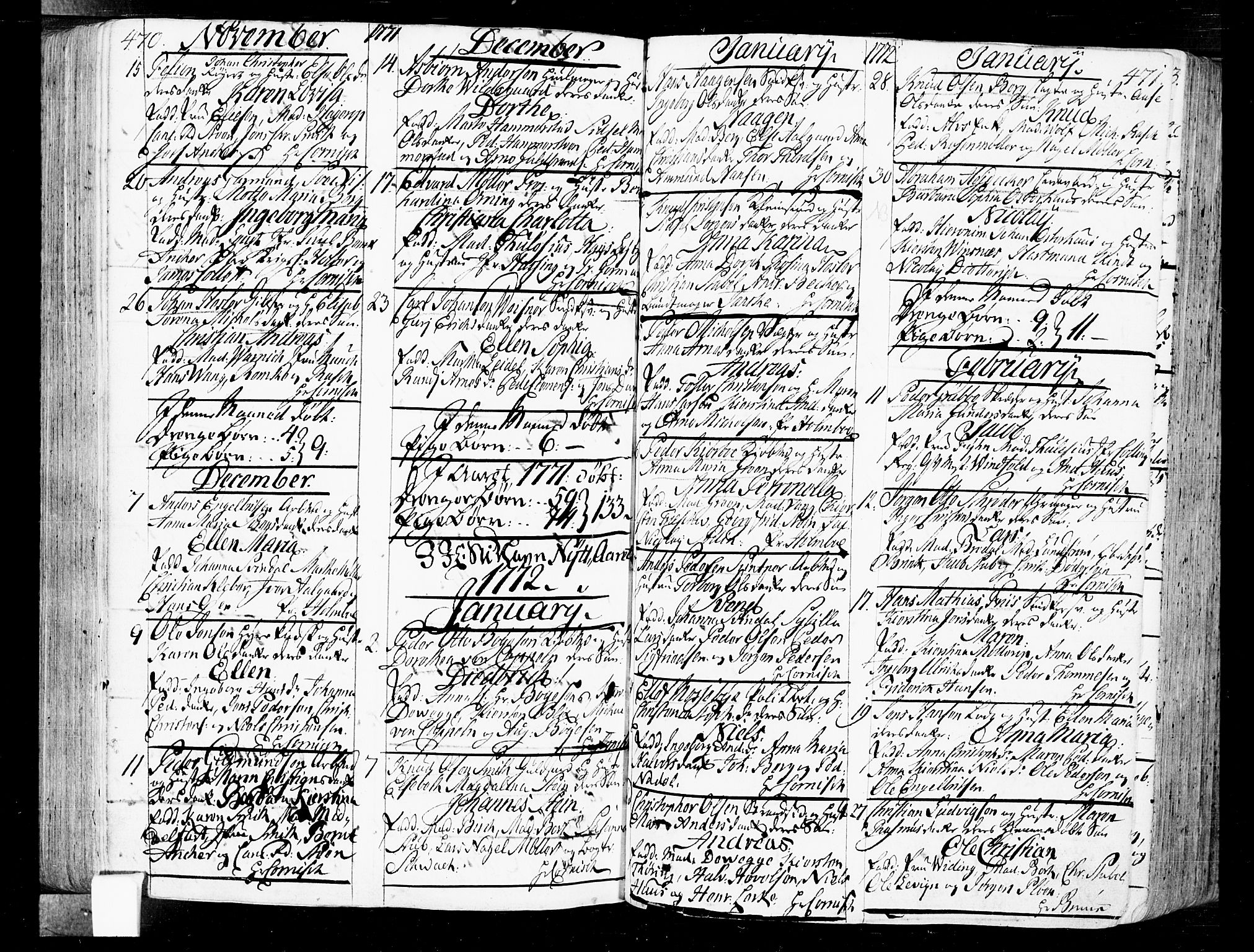 Oslo domkirke Kirkebøker, SAO/A-10752/F/Fa/L0004: Parish register (official) no. 4, 1743-1786, p. 470-471