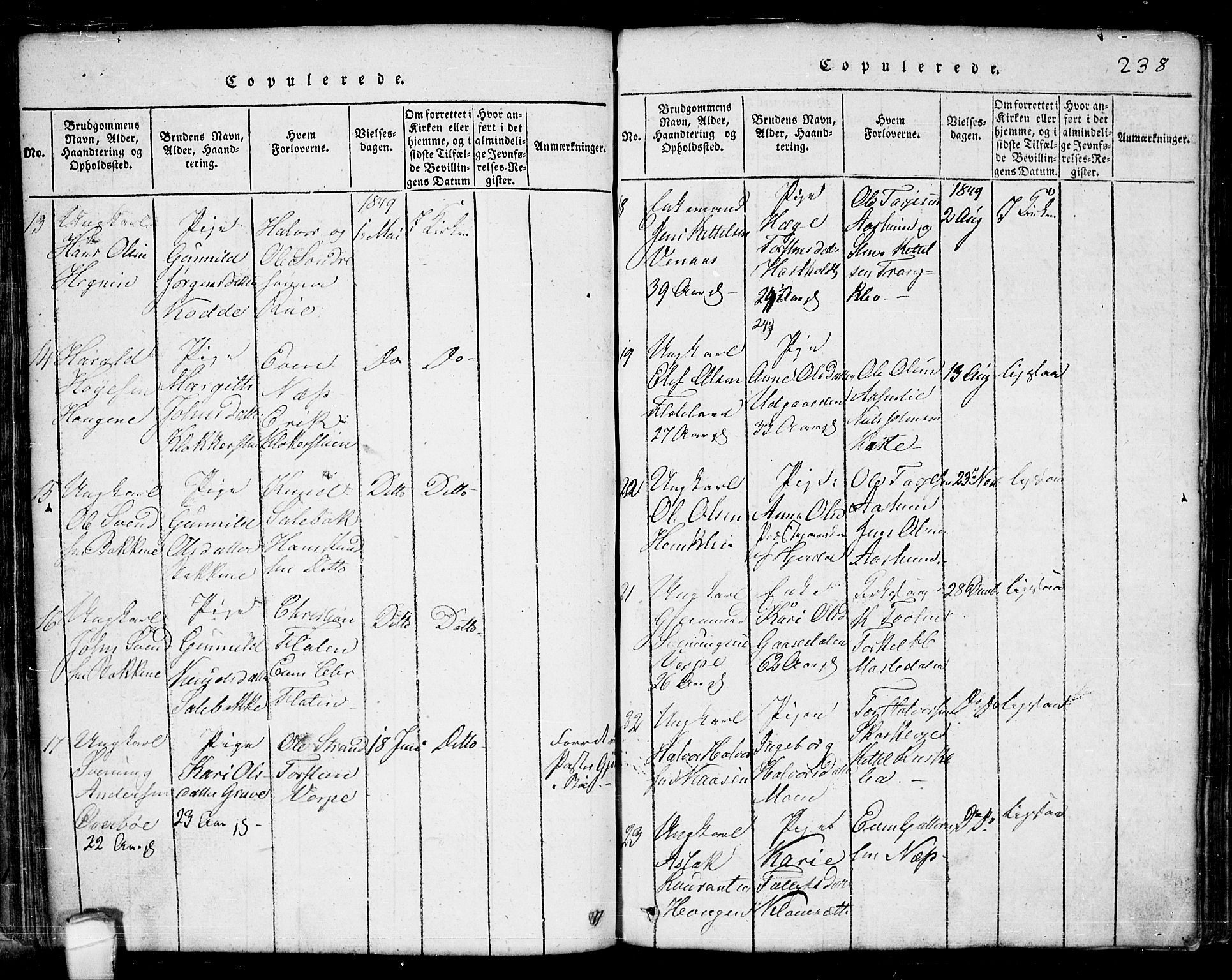 Seljord kirkebøker, AV/SAKO-A-20/G/Ga/L0001: Parish register (copy) no. I 1, 1815-1854, p. 238