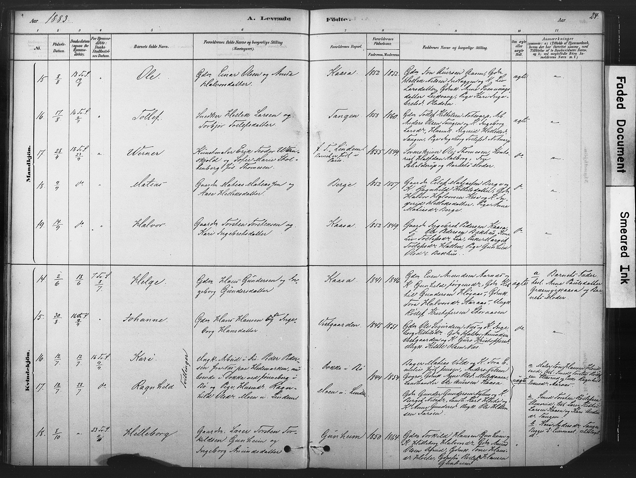 Sauherad kirkebøker, SAKO/A-298/F/Fb/L0002: Parish register (official) no. II 2, 1878-1901, p. 24