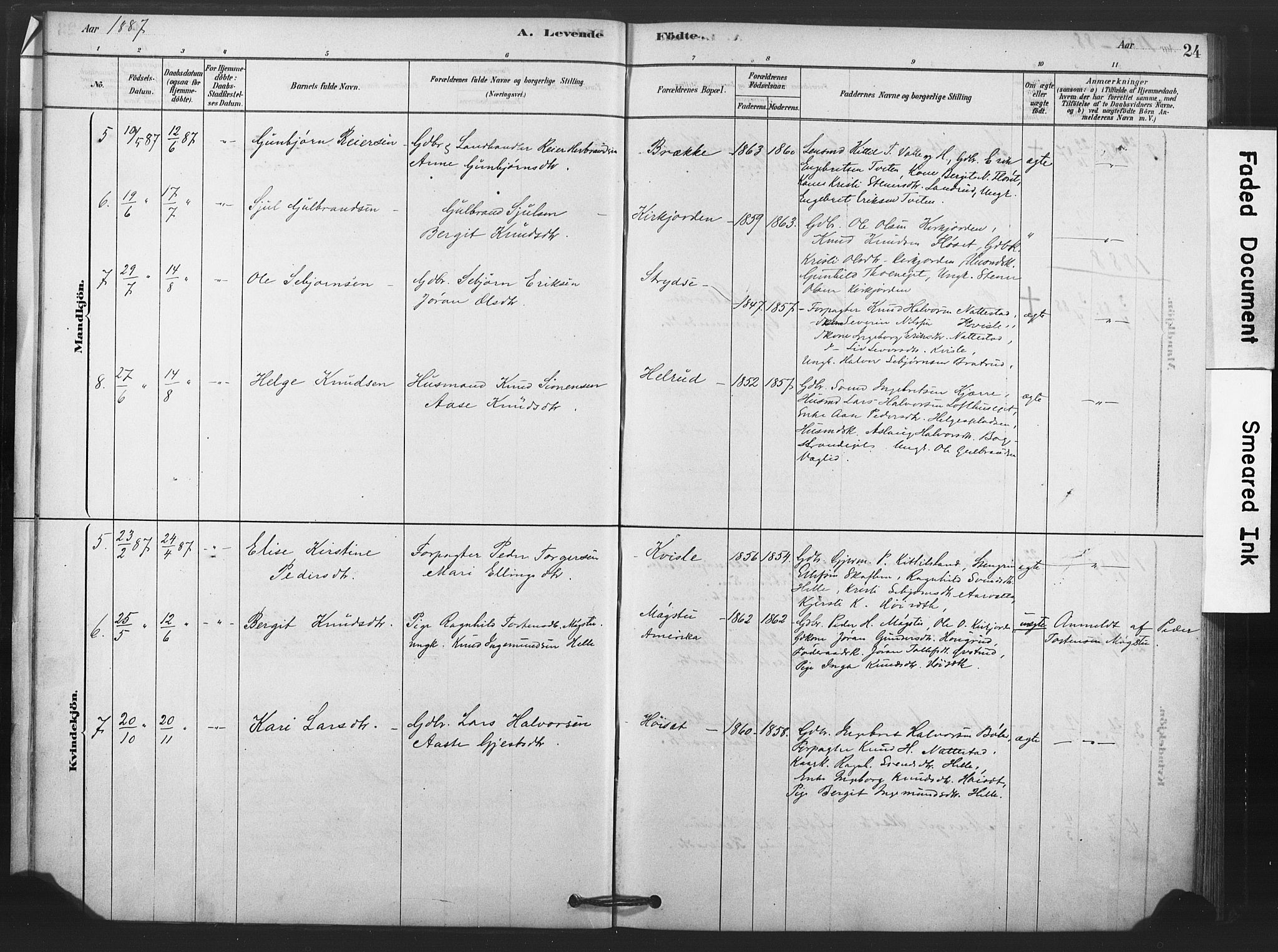 Rollag kirkebøker, SAKO/A-240/F/Fb/L0001: Parish register (official) no. II 1, 1878-1899, p. 24