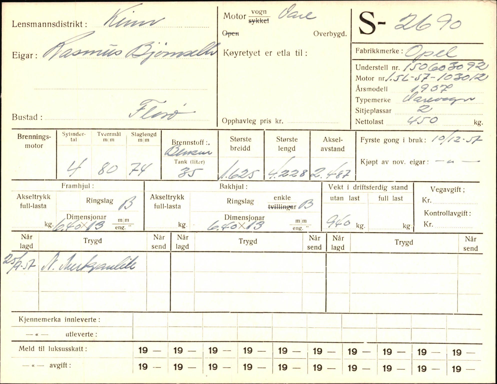 Statens vegvesen, Sogn og Fjordane vegkontor, AV/SAB-A-5301/4/F/L0004: Registerkort utmeldte Fjordane S2500-2700, S7200-7899, 1930-1961, p. 243
