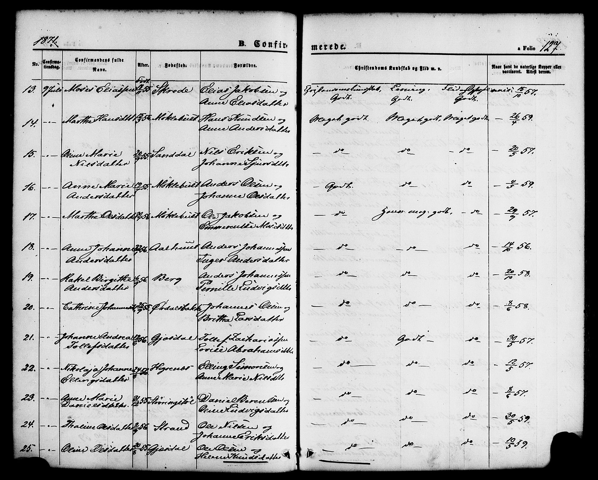 Jølster sokneprestembete, AV/SAB-A-80701/H/Haa/Haaa/L0011: Parish register (official) no. A 11, 1866-1881, p. 127