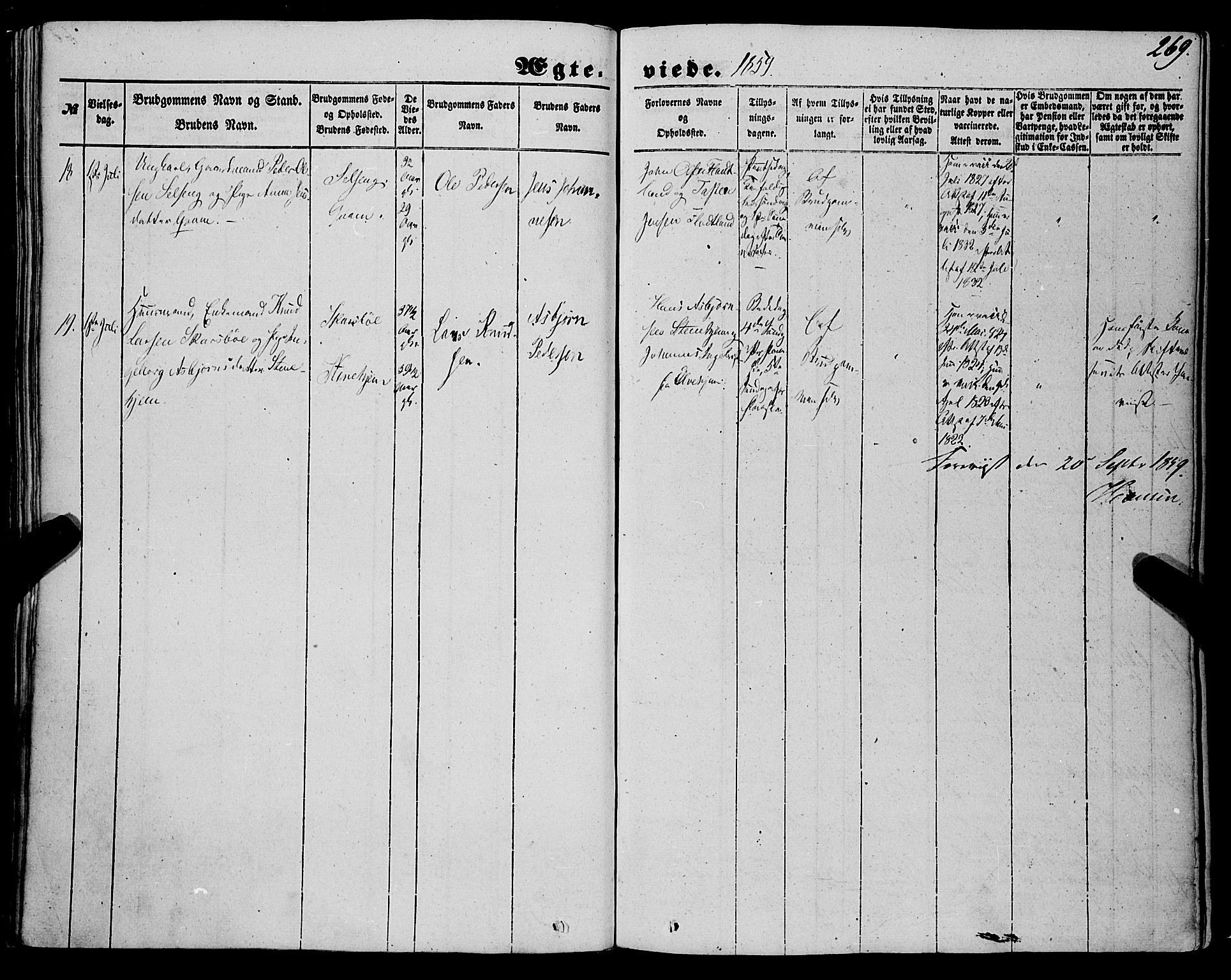 Sogndal sokneprestembete, AV/SAB-A-81301/H/Haa/Haaa/L0012II: Parish register (official) no. A 12II, 1847-1877, p. 269