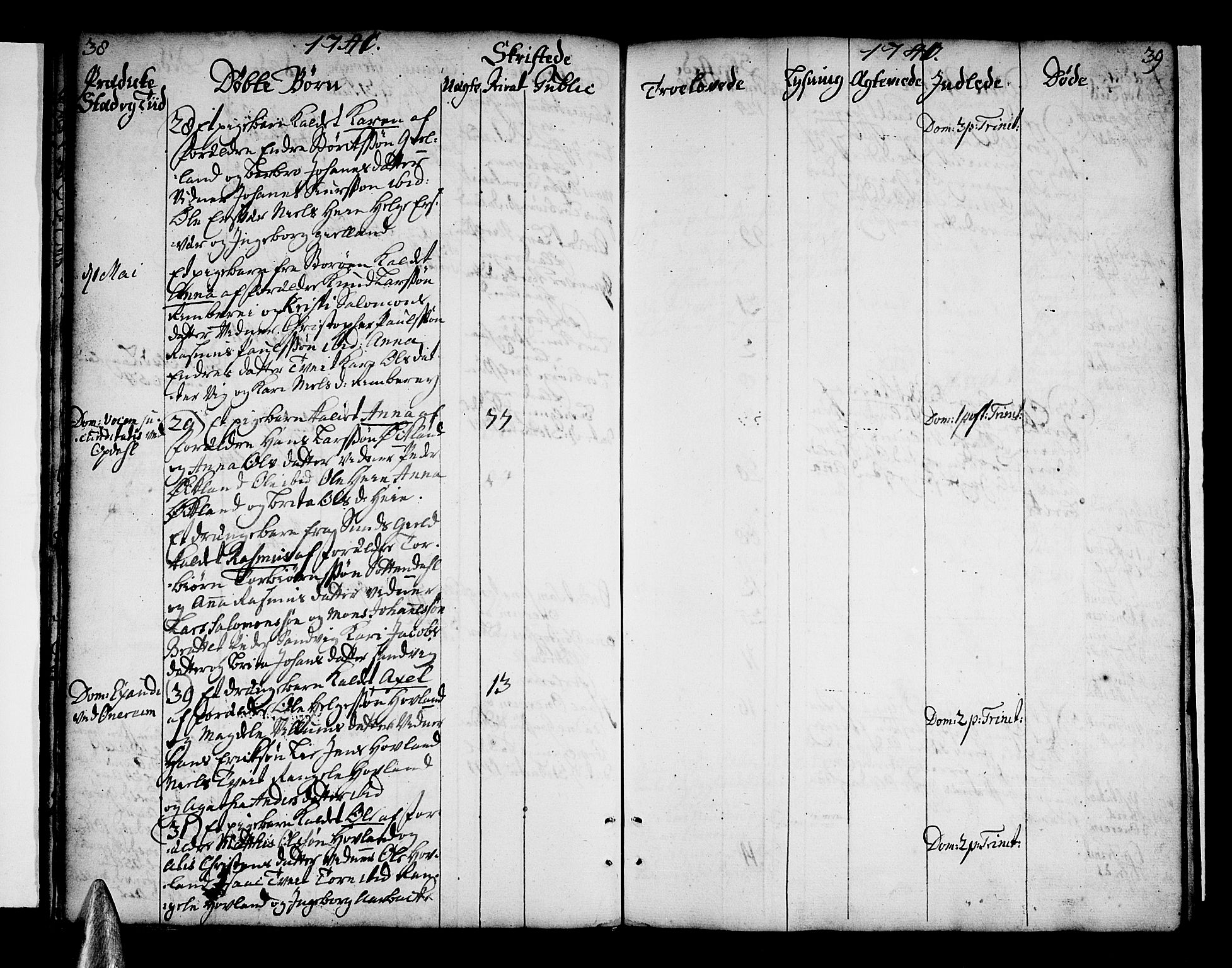 Tysnes sokneprestembete, SAB/A-78601/H/Haa: Parish register (official) no. A 3, 1740-1749, p. 38-39