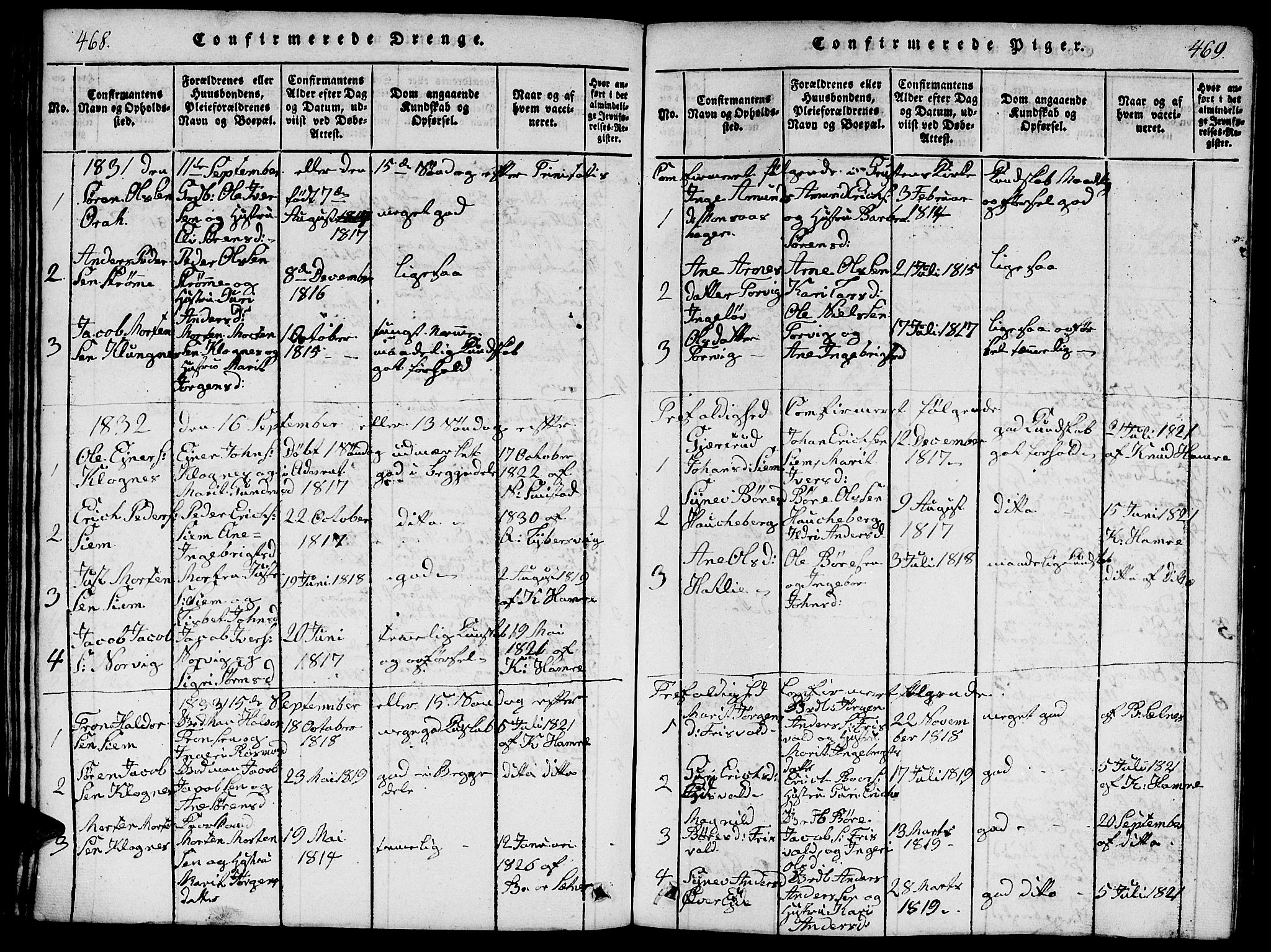 Ministerialprotokoller, klokkerbøker og fødselsregistre - Møre og Romsdal, AV/SAT-A-1454/542/L0558: Parish register (copy) no. 542C01, 1818-1836, p. 468-469