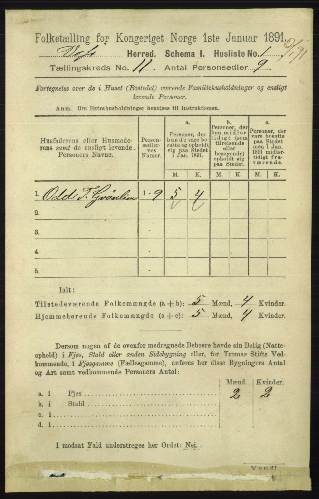 RA, 1891 census for 1235 Voss, 1891, p. 5725