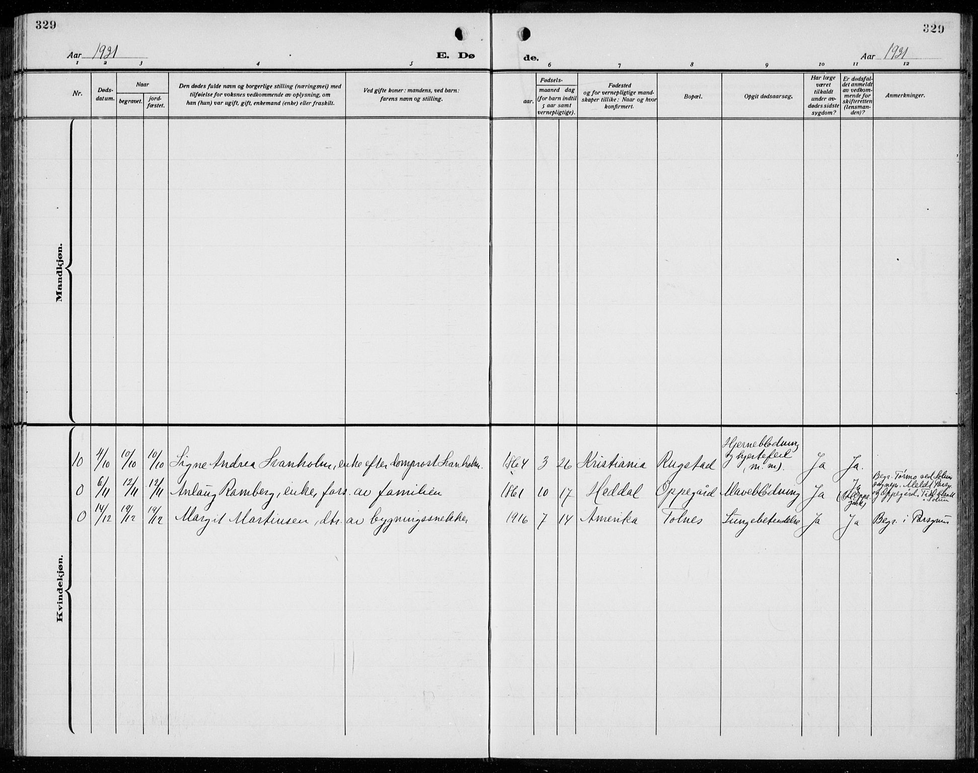 Solum kirkebøker, SAKO/A-306/G/Ga/L0010: Parish register (copy) no. I 10, 1921-1937, p. 329