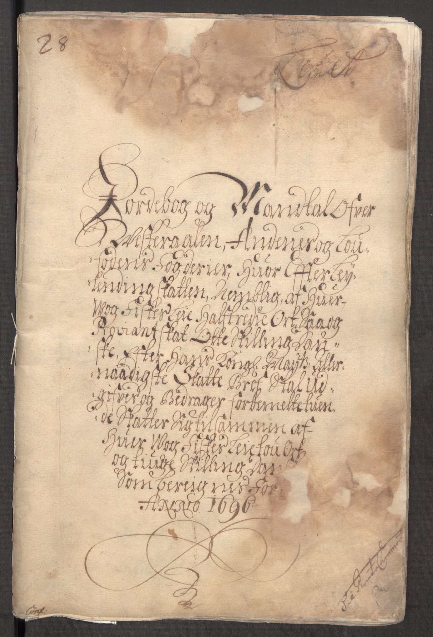 Rentekammeret inntil 1814, Reviderte regnskaper, Fogderegnskap, RA/EA-4092/R67/L4678: Fogderegnskap Vesterålen, Andenes og Lofoten, 1696-1708, p. 4