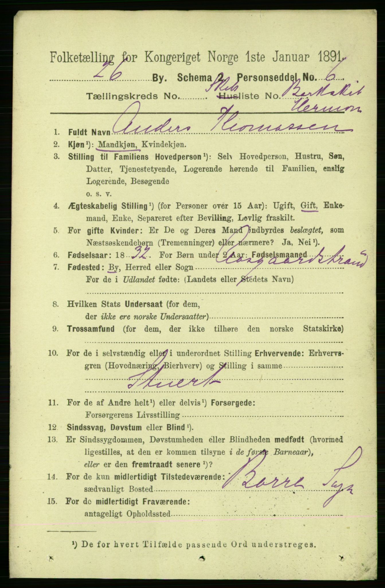 RA, 1891 census for 0802 Langesund, 1891, p. 1801