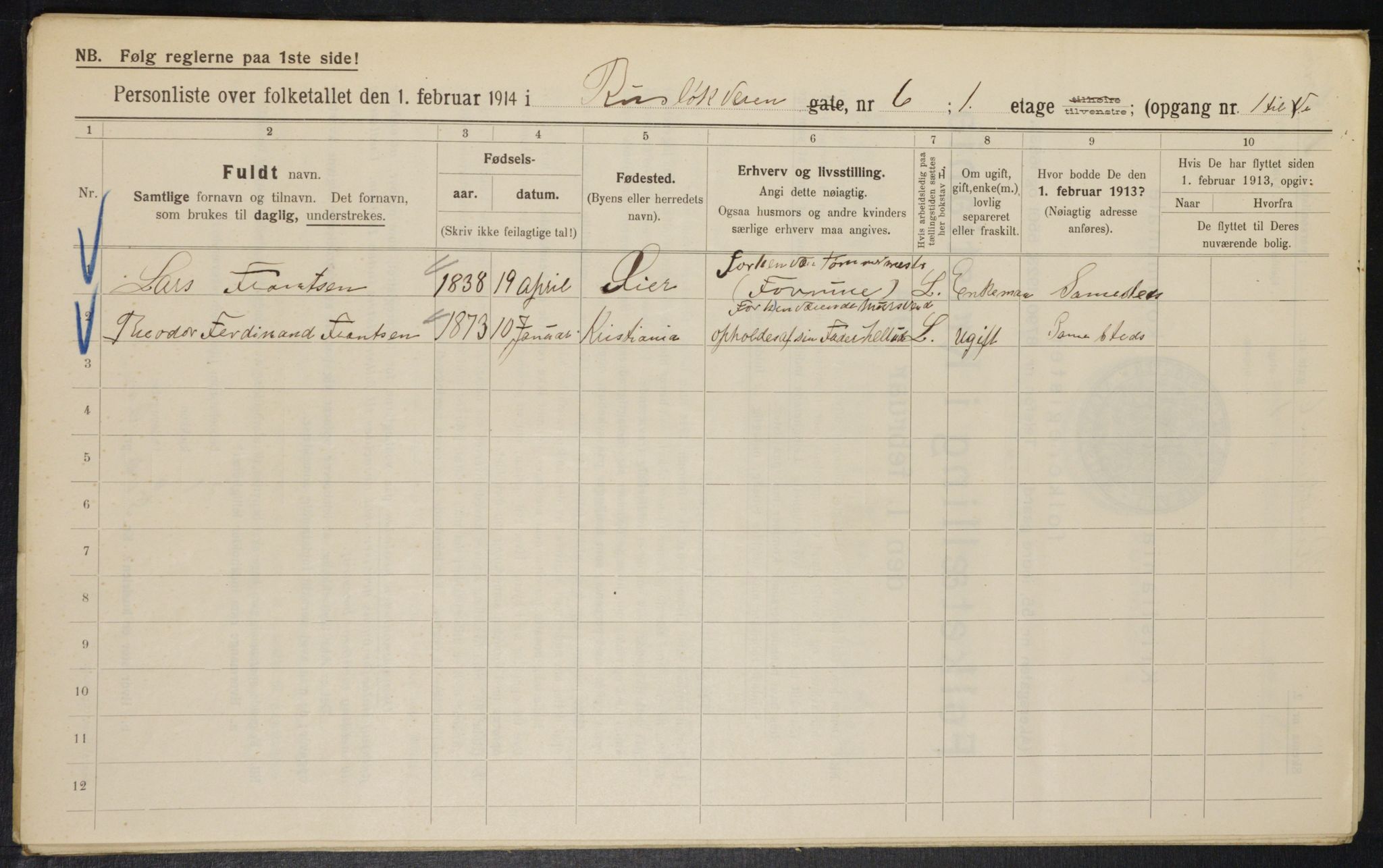 OBA, Municipal Census 1914 for Kristiania, 1914, p. 84523