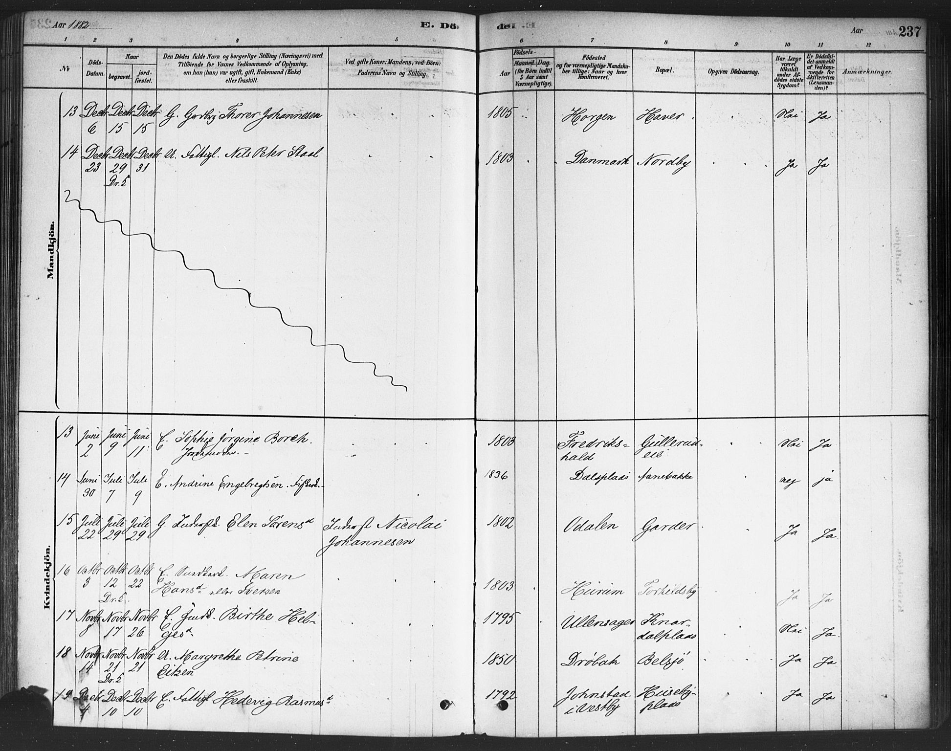 Drøbak prestekontor Kirkebøker, SAO/A-10142a/F/Fc/L0002: Parish register (official) no. III 2, 1878-1891, p. 237