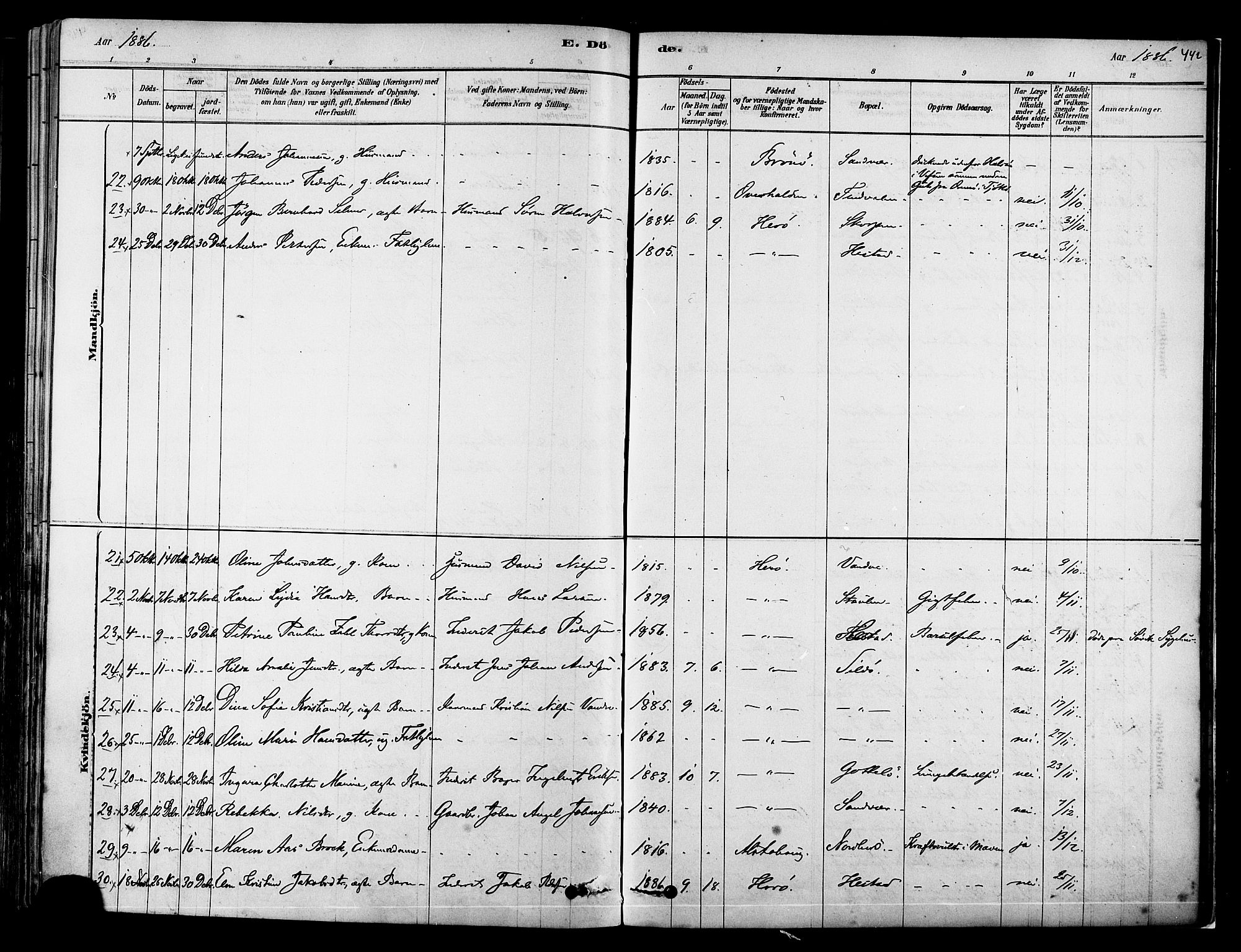 Ministerialprotokoller, klokkerbøker og fødselsregistre - Nordland, SAT/A-1459/834/L0507: Parish register (official) no. 834A05, 1878-1892, p. 442