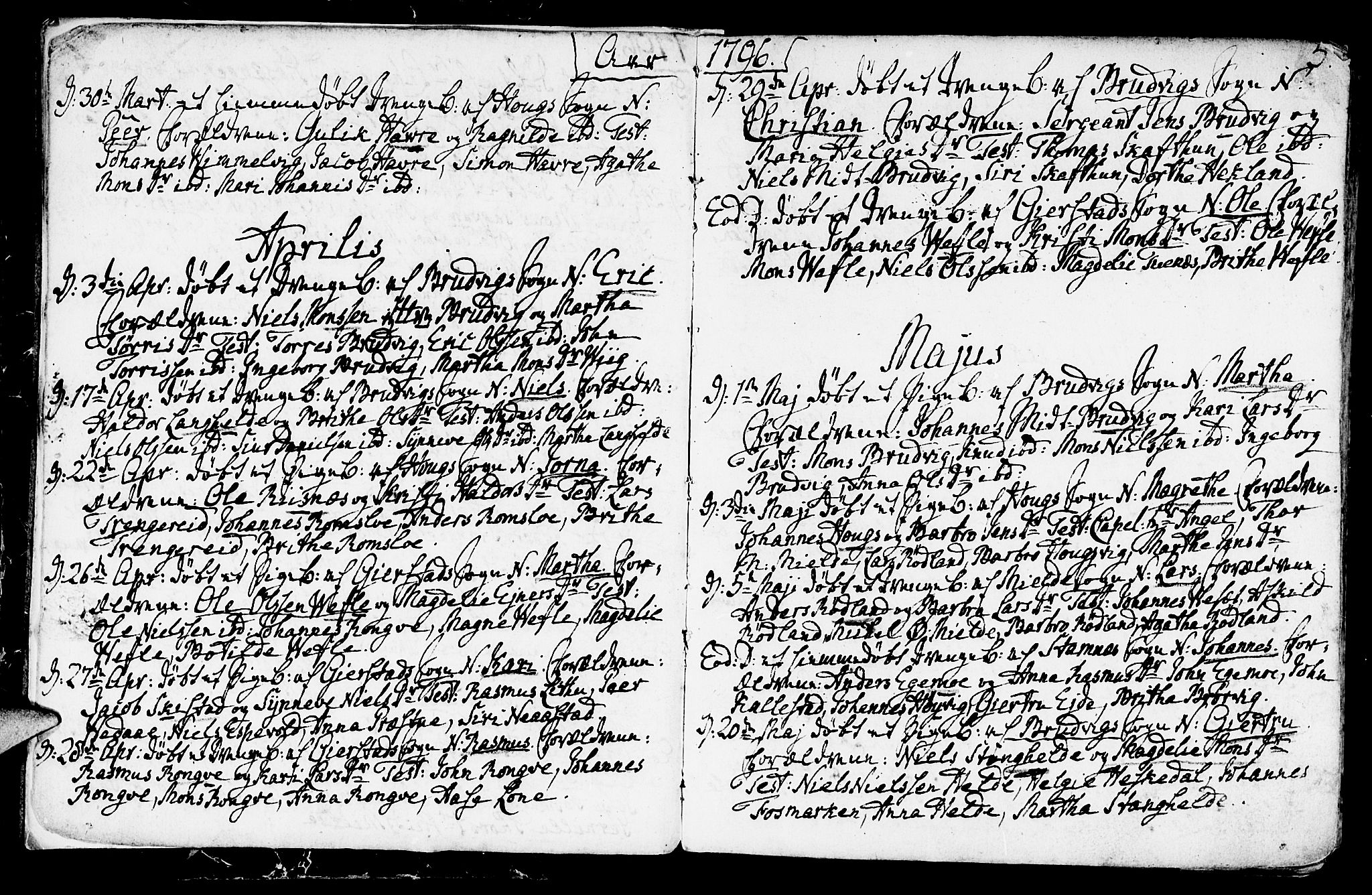 Haus sokneprestembete, AV/SAB-A-75601/H/Haa: Parish register (official) no. A 11, 1796-1816, p. 5