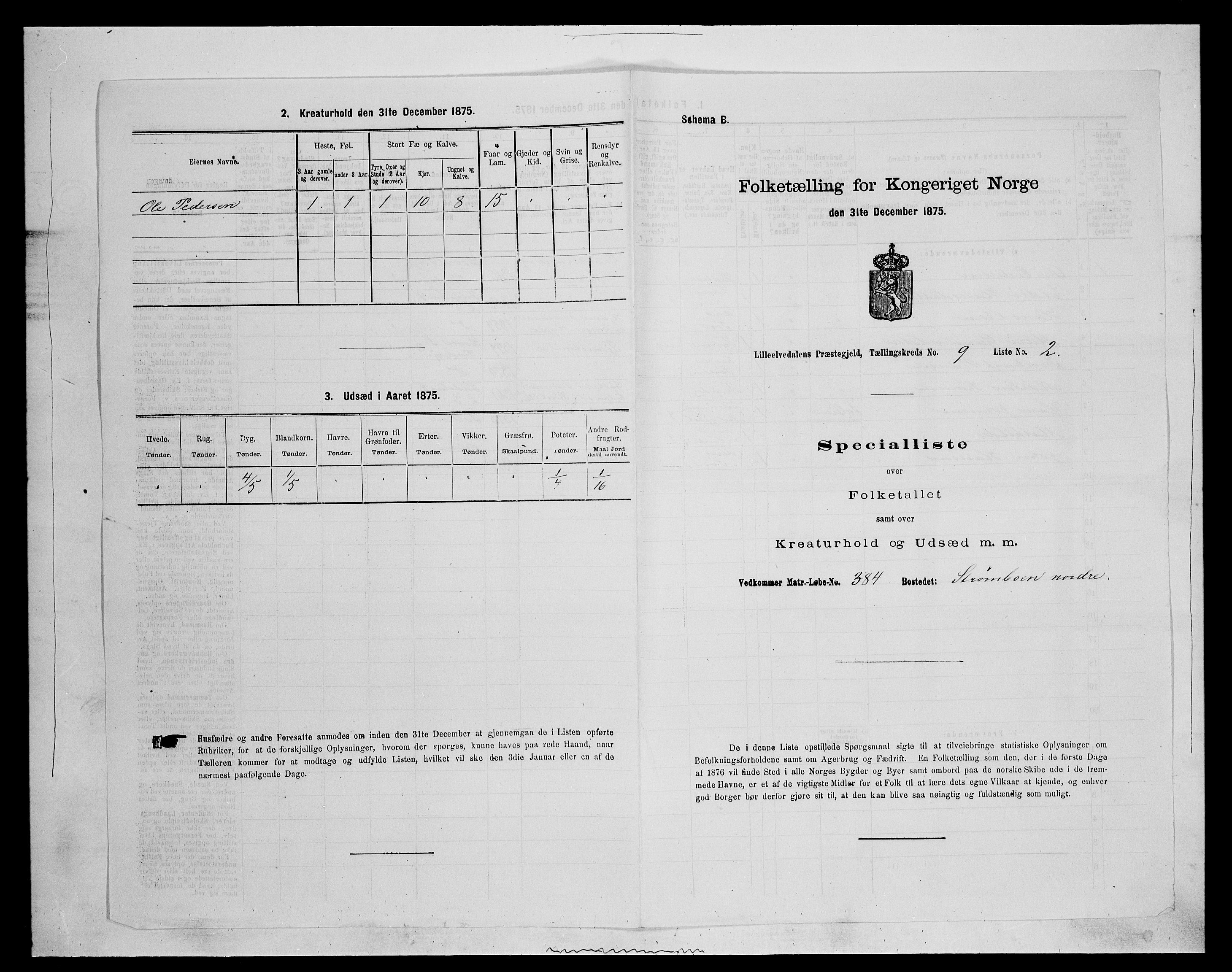 SAH, 1875 census for 0438P Lille Elvedalen, 1875, p. 876