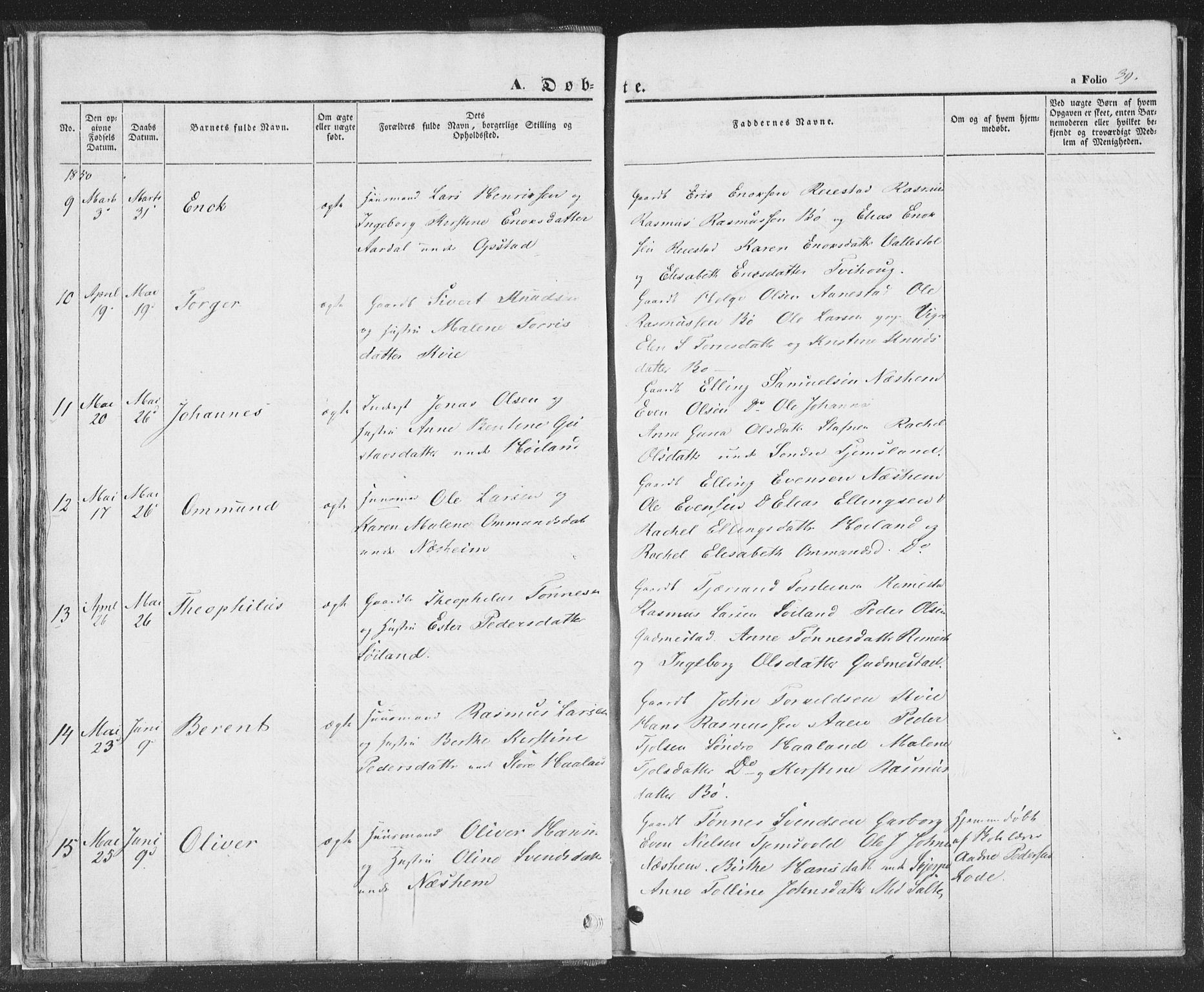 Hå sokneprestkontor, SAST/A-101801/001/30BA/L0006: Parish register (official) no. A 5, 1842-1853, p. 39