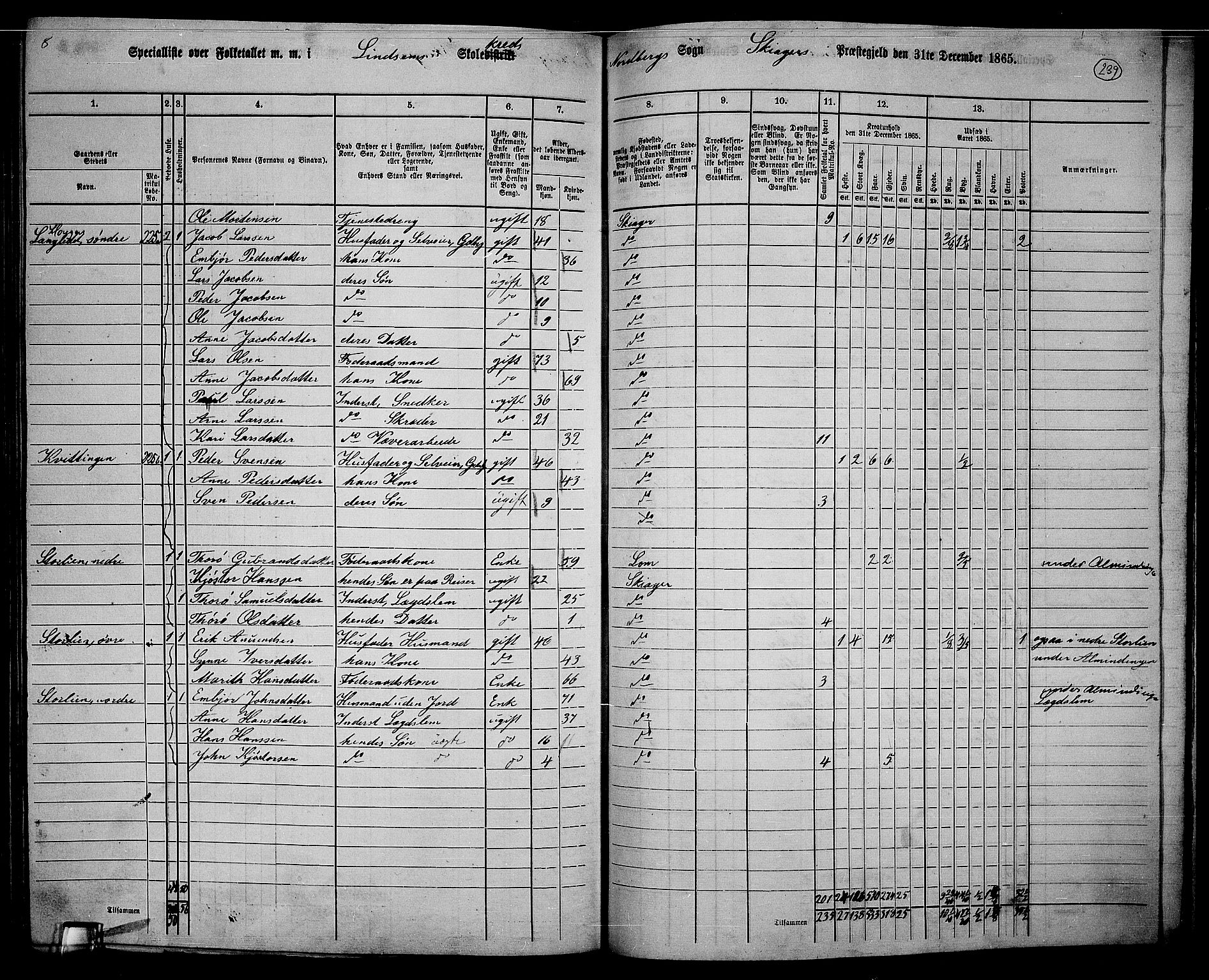 RA, 1865 census for Skjåk, 1865, p. 86