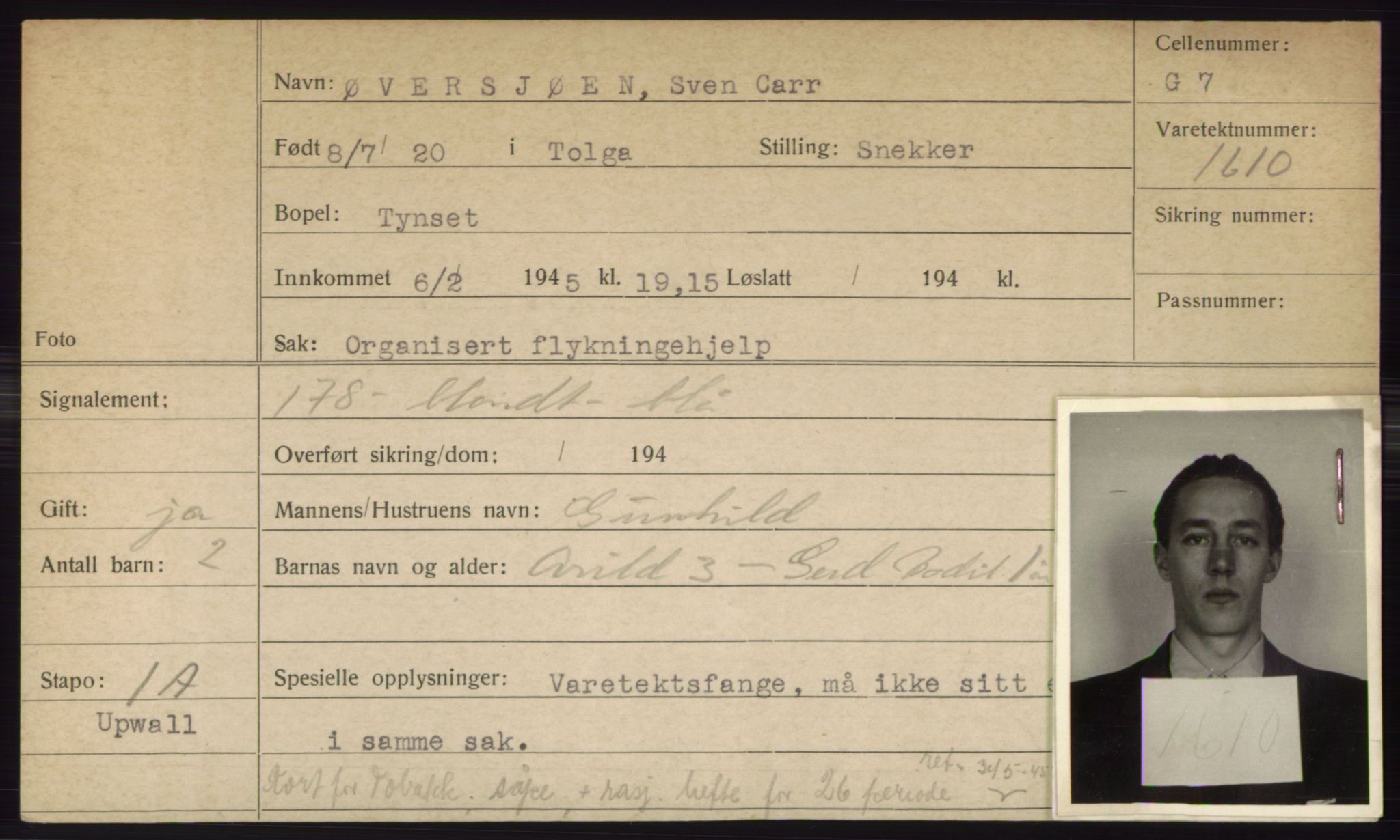 Statspolitiet - Hovedkontoret / Osloavdelingen, AV/RA-S-1329/C/Ck/Cke/L0005: Fangeregister; etternavn S - Å, 1941-1945, p. 720