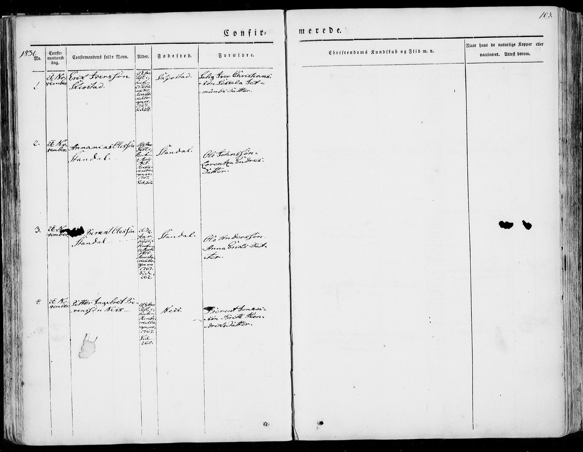 Ministerialprotokoller, klokkerbøker og fødselsregistre - Møre og Romsdal, AV/SAT-A-1454/515/L0208: Parish register (official) no. 515A04, 1830-1846, p. 103