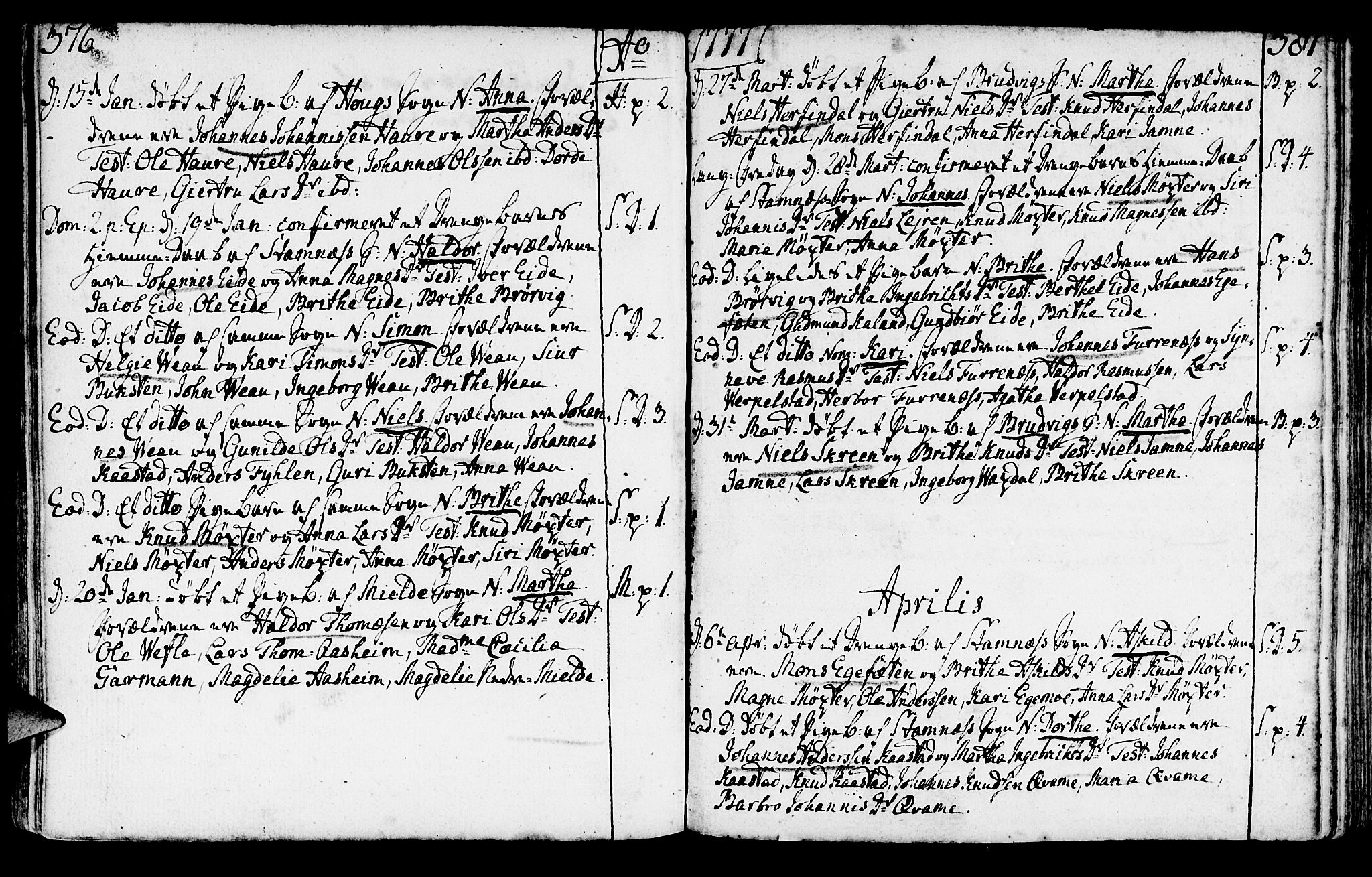 Haus sokneprestembete, AV/SAB-A-75601/H/Haa: Parish register (official) no. A 9, 1767-1781, p. 380-381