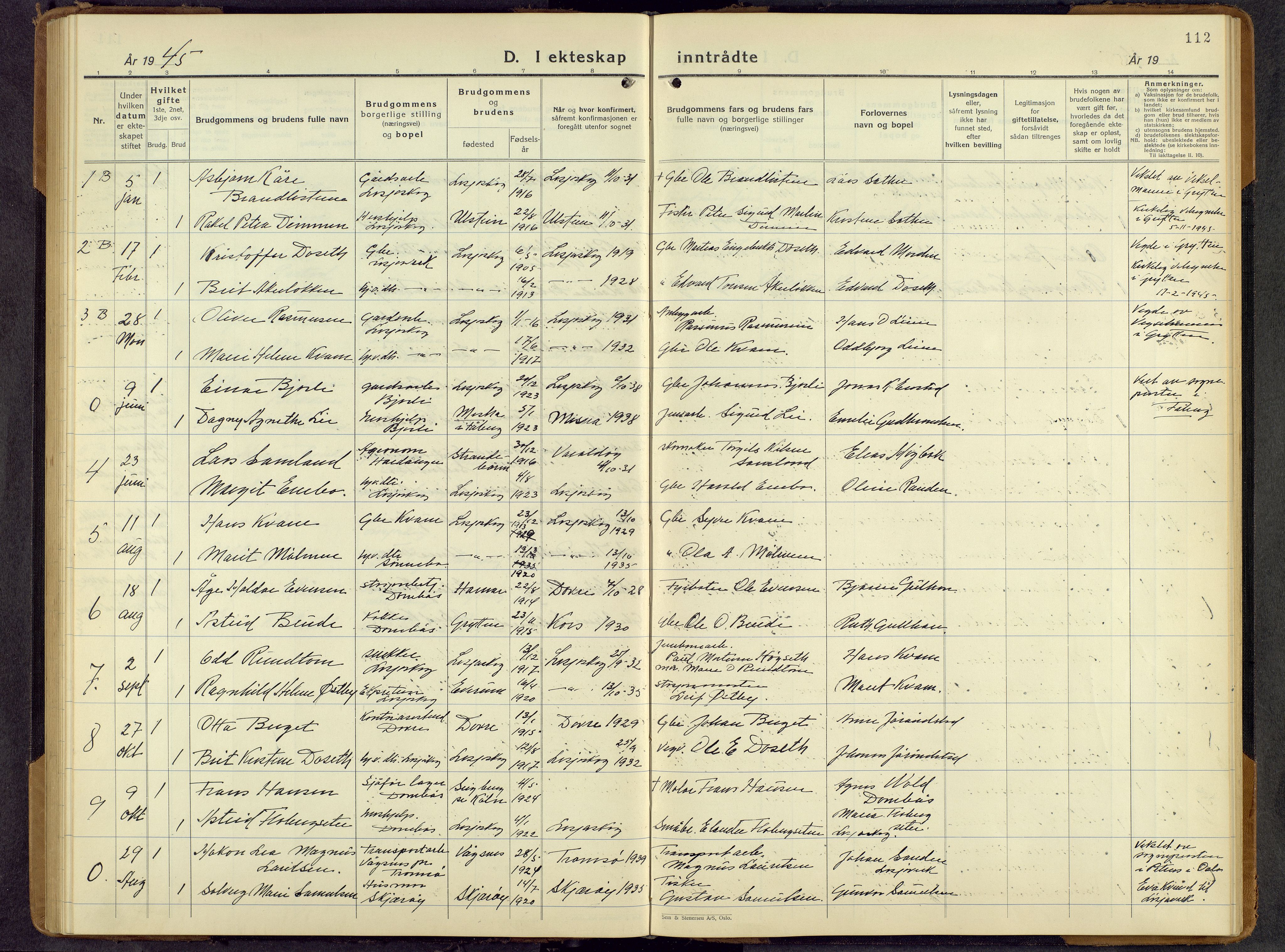 Lesja prestekontor, AV/SAH-PREST-068/H/Ha/Hab/L0011: Parish register (copy) no. 11, 1932-1960, p. 112