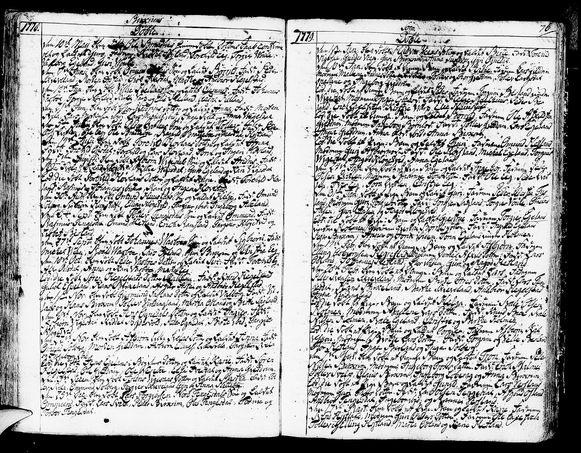 Helleland sokneprestkontor, AV/SAST-A-101810: Parish register (official) no. A 2 /2, 1762-1791, p. 76