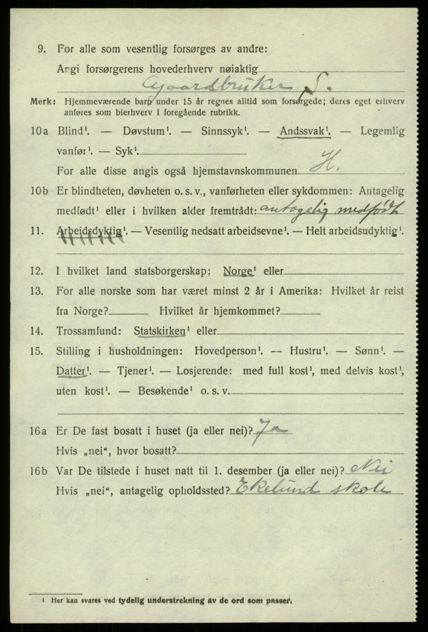 SAB, 1920 census for Hamre, 1920, p. 4434