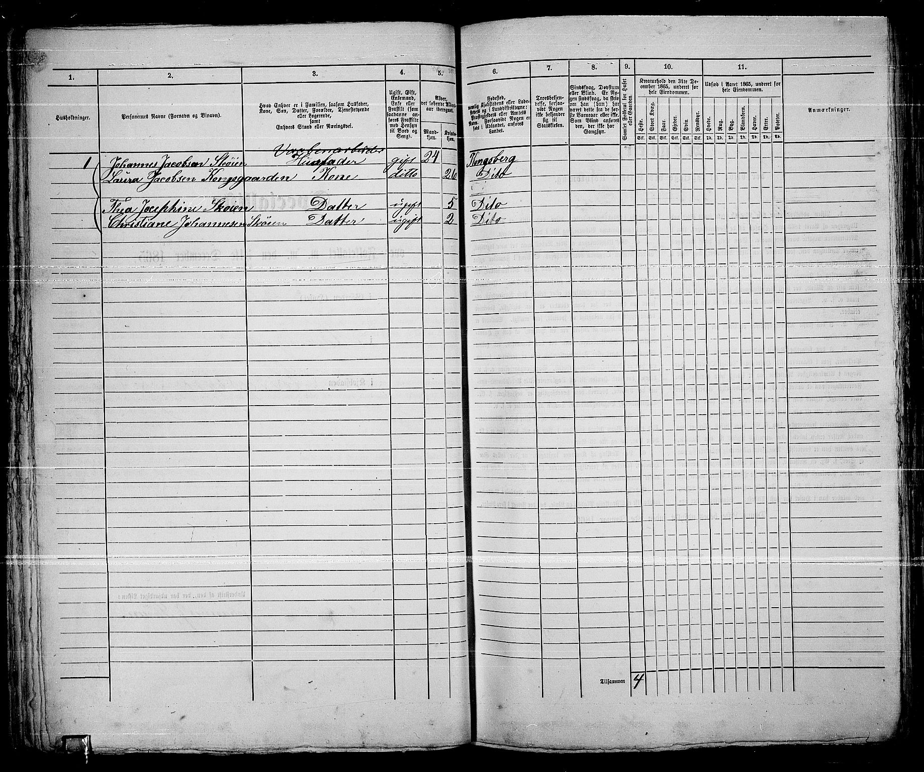 RA, 1865 census for Kongsberg/Kongsberg, 1865, p. 88