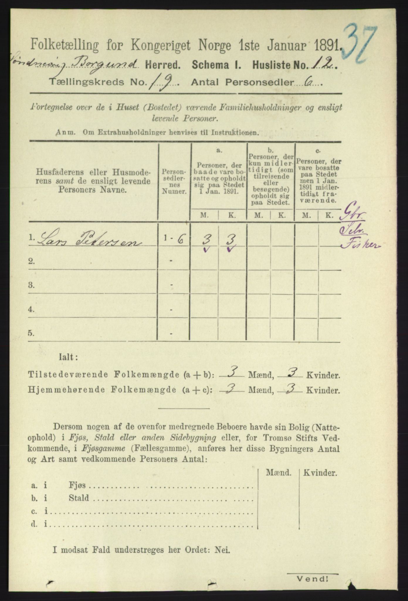 RA, 1891 census for 1531 Borgund, 1891, p. 5954