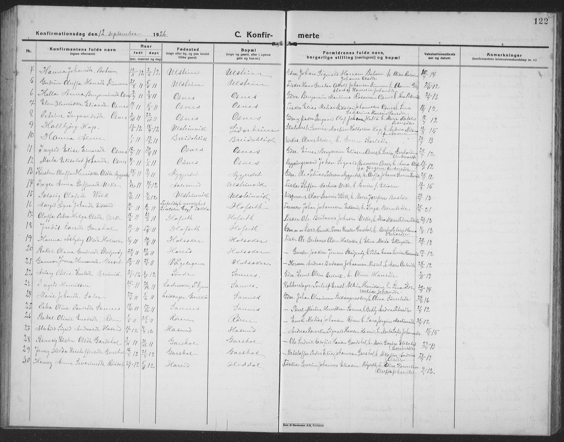 Ministerialprotokoller, klokkerbøker og fødselsregistre - Møre og Romsdal, AV/SAT-A-1454/509/L0113: Parish register (copy) no. 509C03, 1923-1939, p. 122