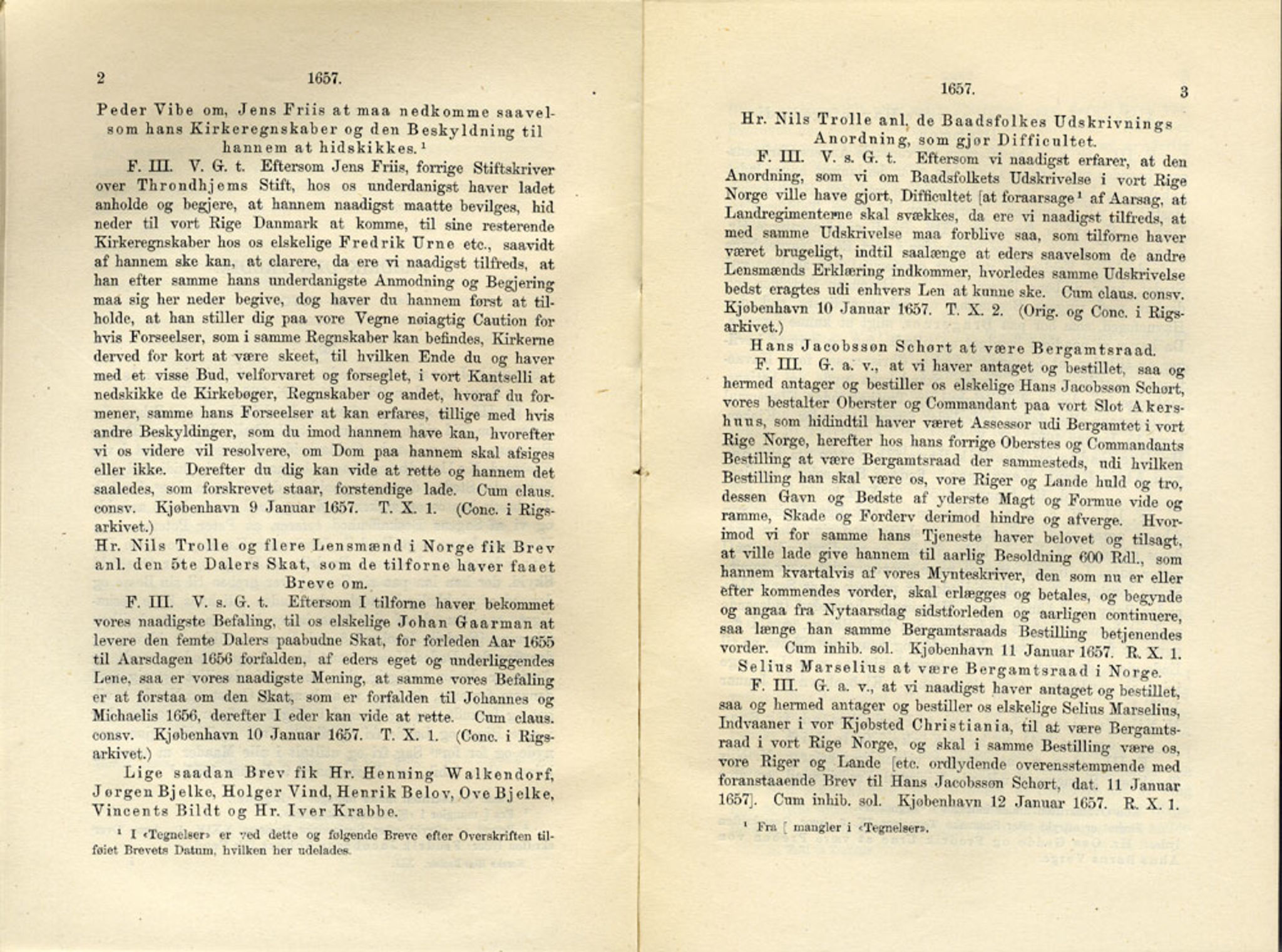 Publikasjoner utgitt av Det Norske Historiske Kildeskriftfond, PUBL/-/-/-: Norske Rigs-Registranter, bind 12, 1657-1660, p. 2-3
