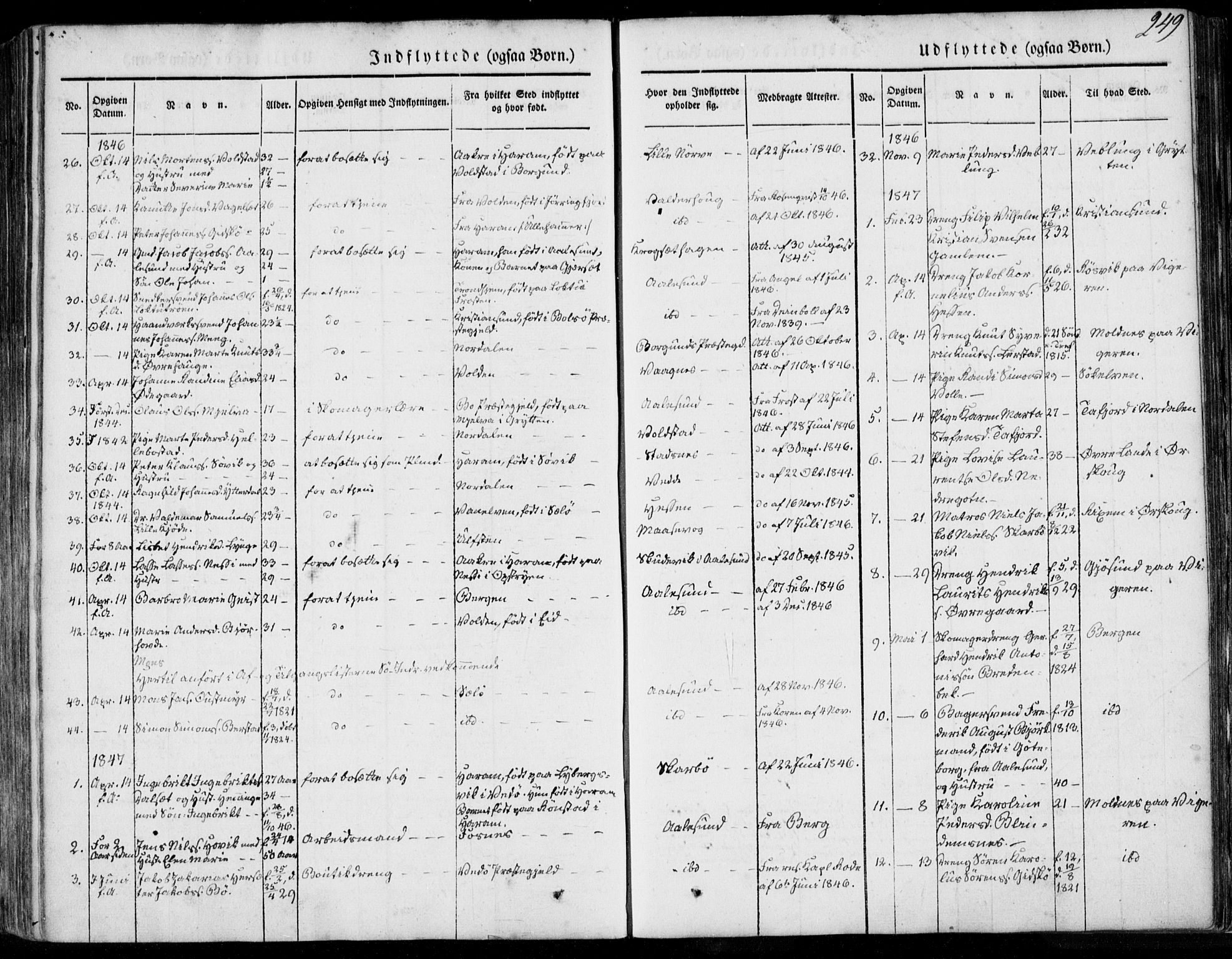 Ministerialprotokoller, klokkerbøker og fødselsregistre - Møre og Romsdal, SAT/A-1454/528/L0396: Parish register (official) no. 528A07, 1839-1847, p. 249