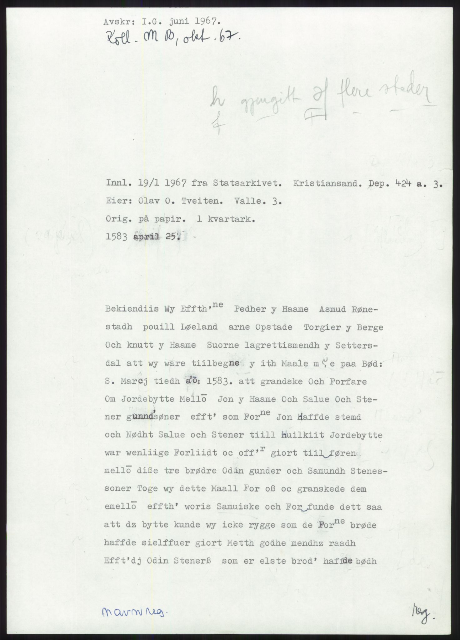 Samlinger til kildeutgivelse, Diplomavskriftsamlingen, RA/EA-4053/H/Ha, p. 6