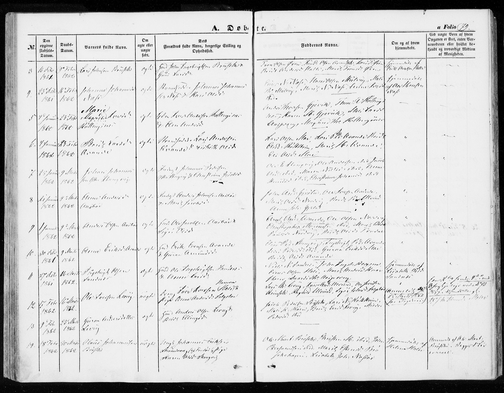 Ministerialprotokoller, klokkerbøker og fødselsregistre - Møre og Romsdal, SAT/A-1454/592/L1026: Parish register (official) no. 592A04, 1849-1867, p. 79